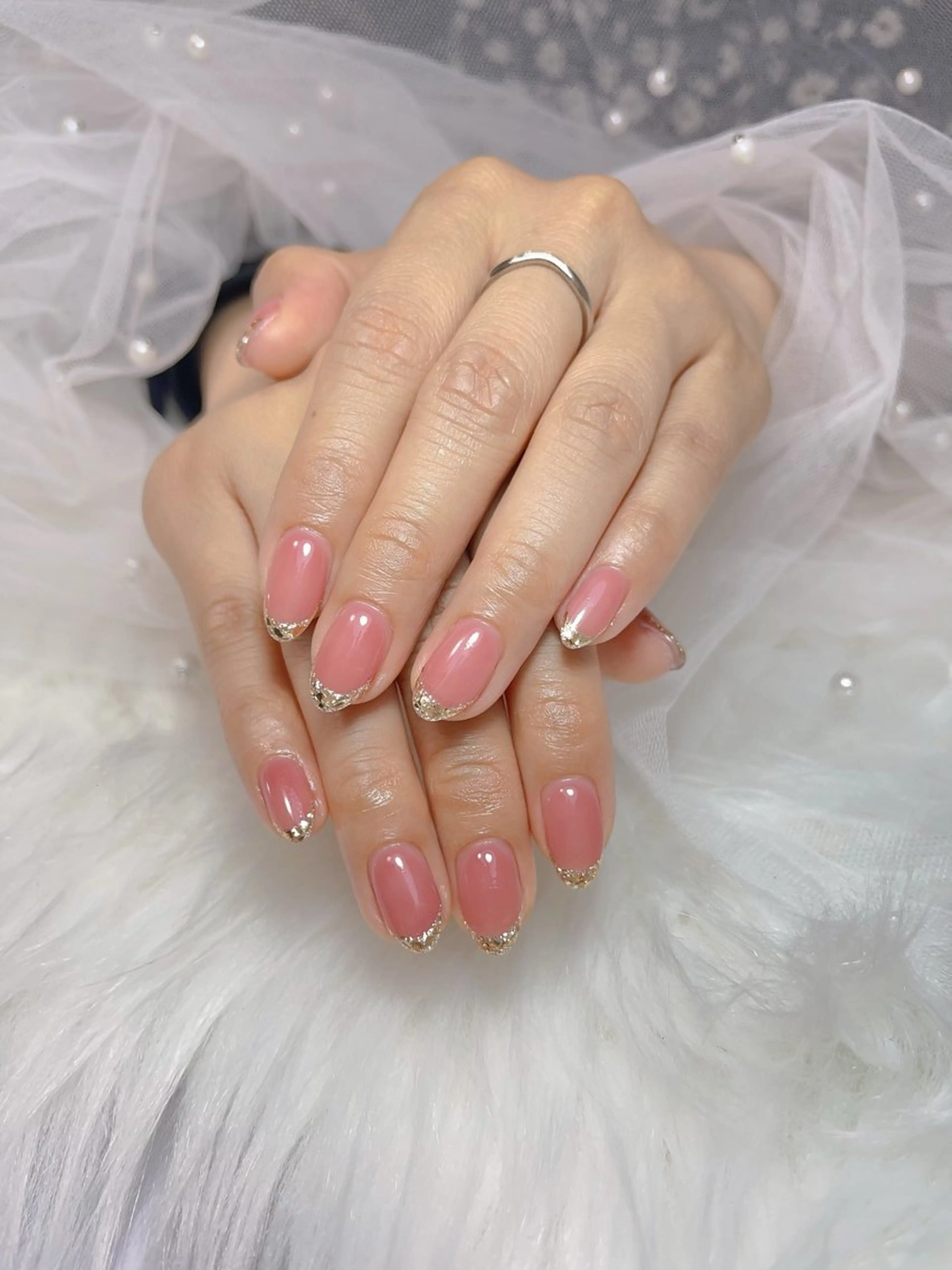 ネイル フレンチネイル ガラスフレンチ 佐藤 ゆみのネイルデザイン