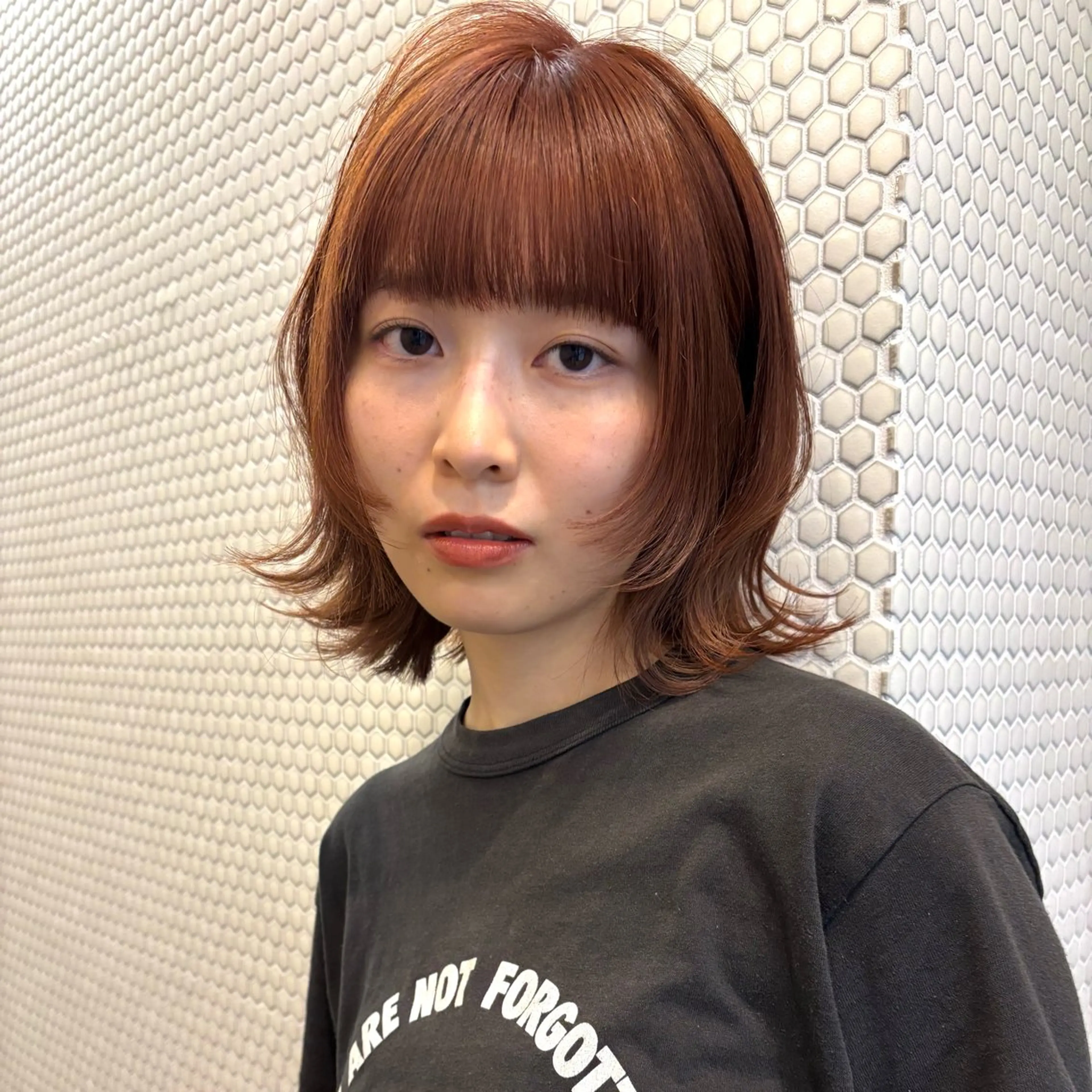 ミディアム ボブ/髪質改善/ ベージュ／細川実知香のヘアスタイル