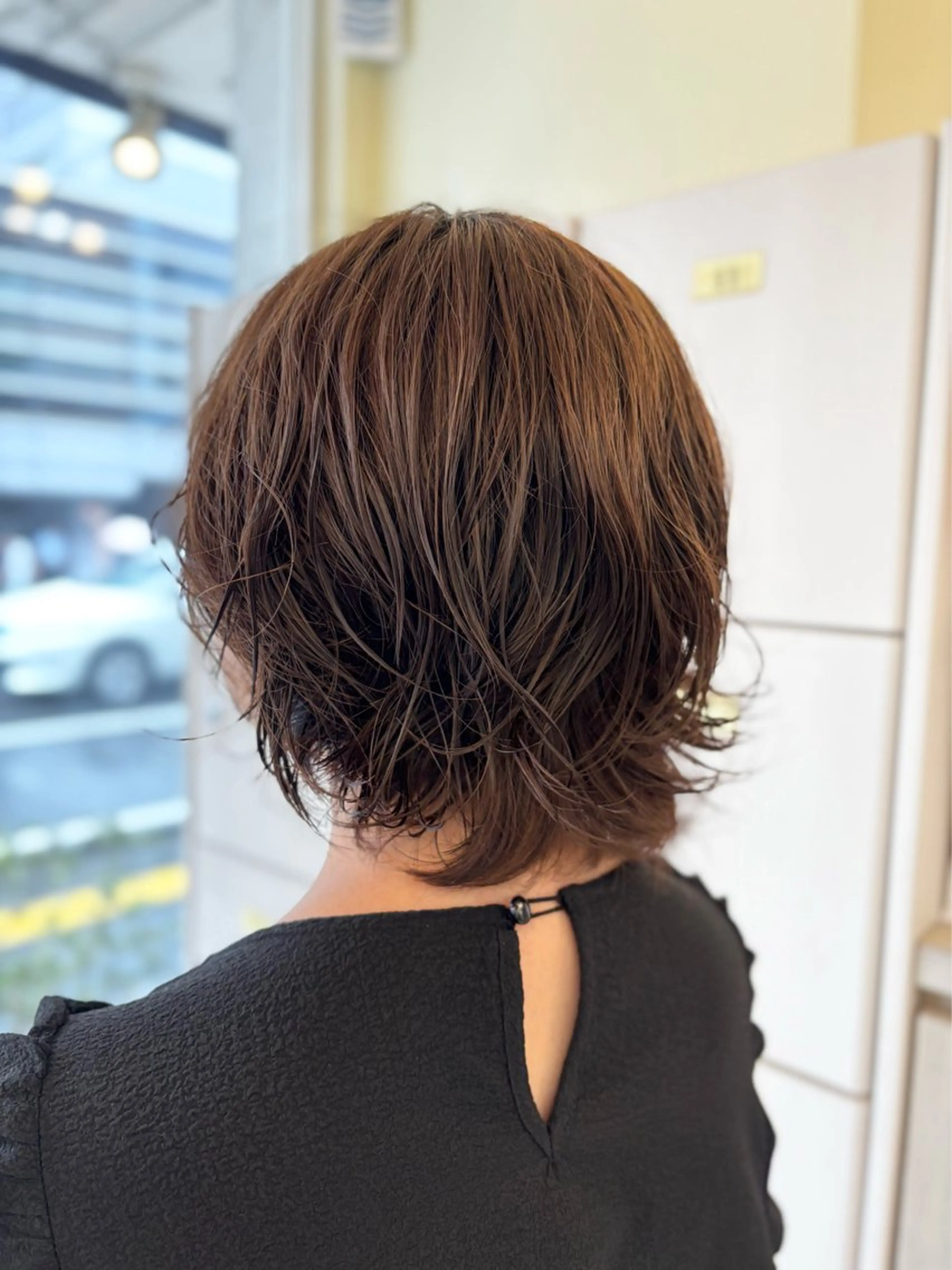 ショート パーマ ショートヘア トリートメント ニュアンスパーマ カットパーマ無料🌈 芝本晴奈🌼*･のヘアスタイル