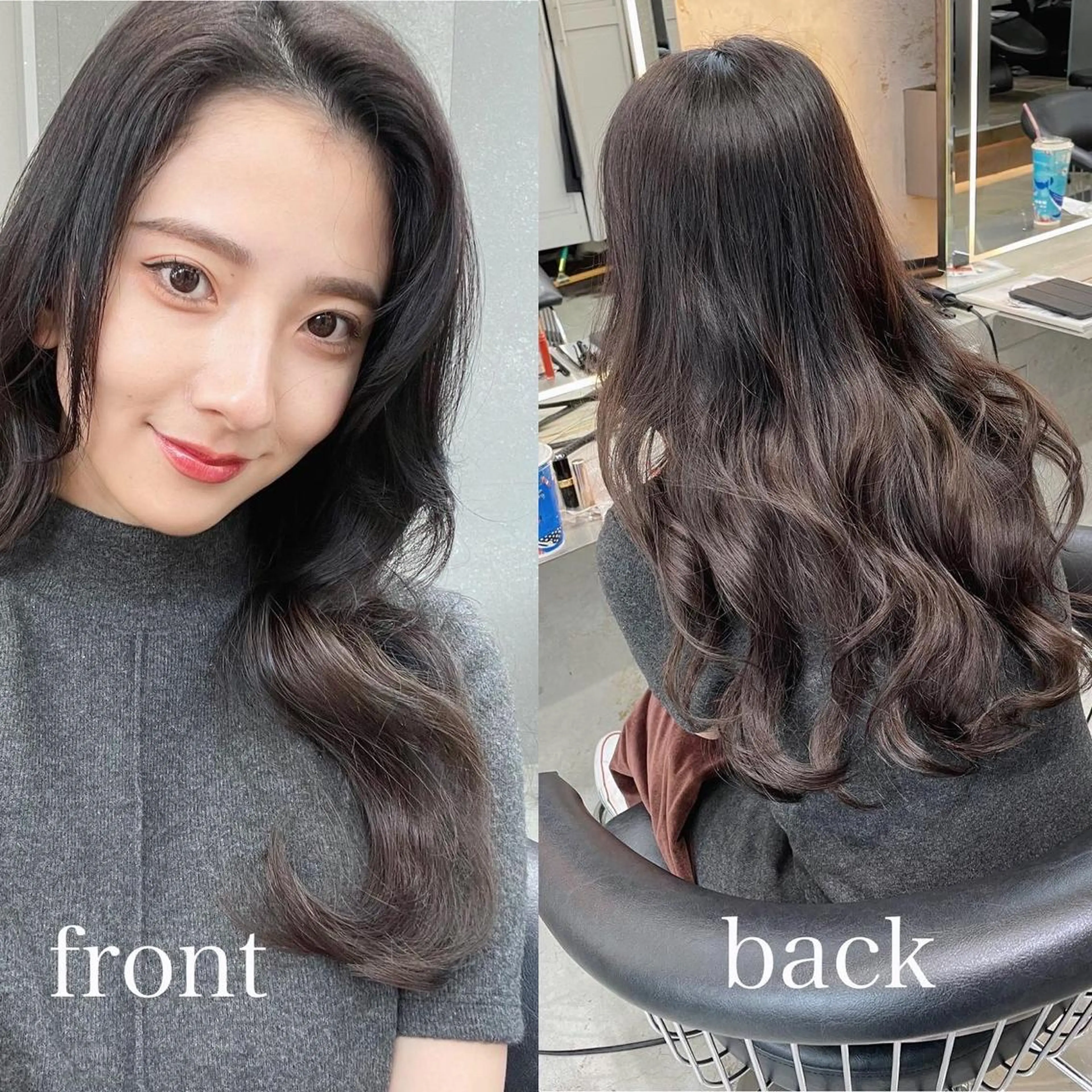 ロング カット ヘアカラー トリートメント 山本翔一郎 韓国顔周りレイヤーのヘアスタイル