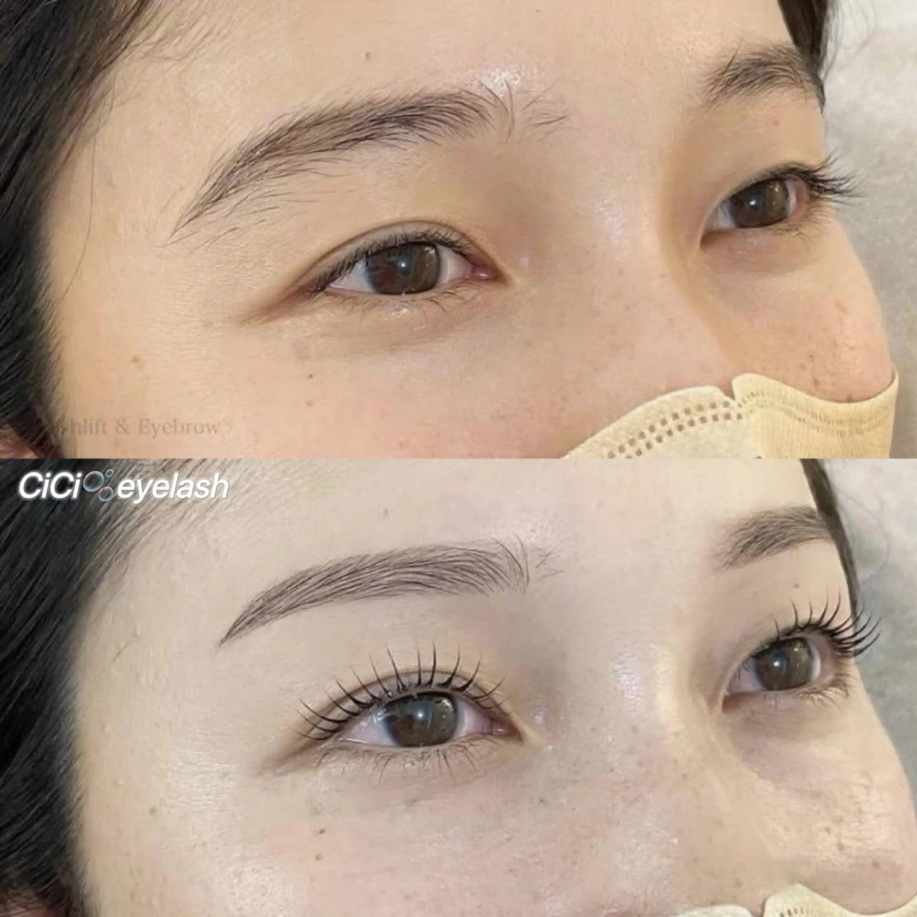 【3点イメチェン🧚🏻‍♀️】選べるまつパ上➕下&美眉WAX🤎（毛量調整間引き+眉カット+メイク仕上げ）の写真