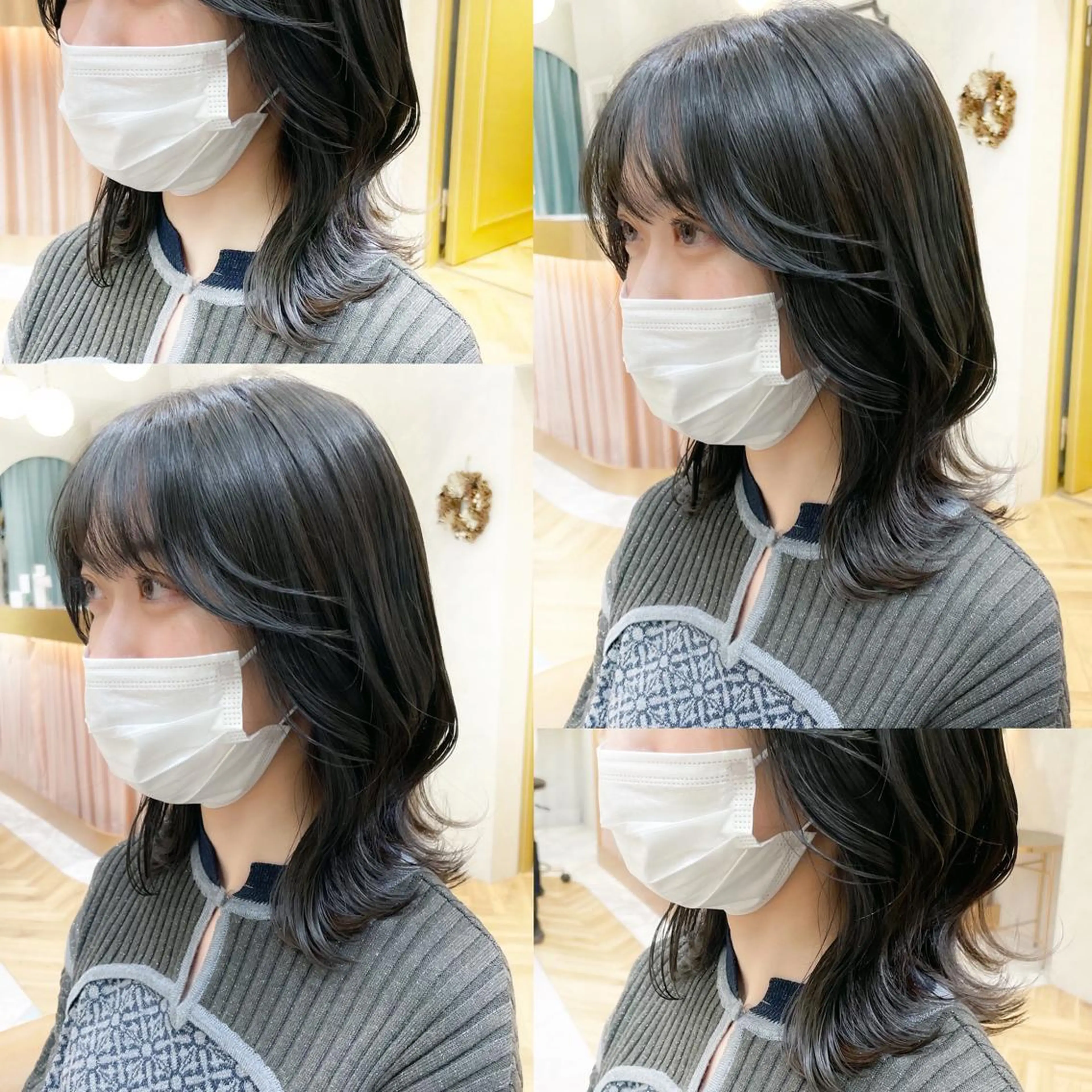 ミディアム カット ヘアカラー トリートメント レイヤー/くびれヘア /野崎華代のヘアスタイル