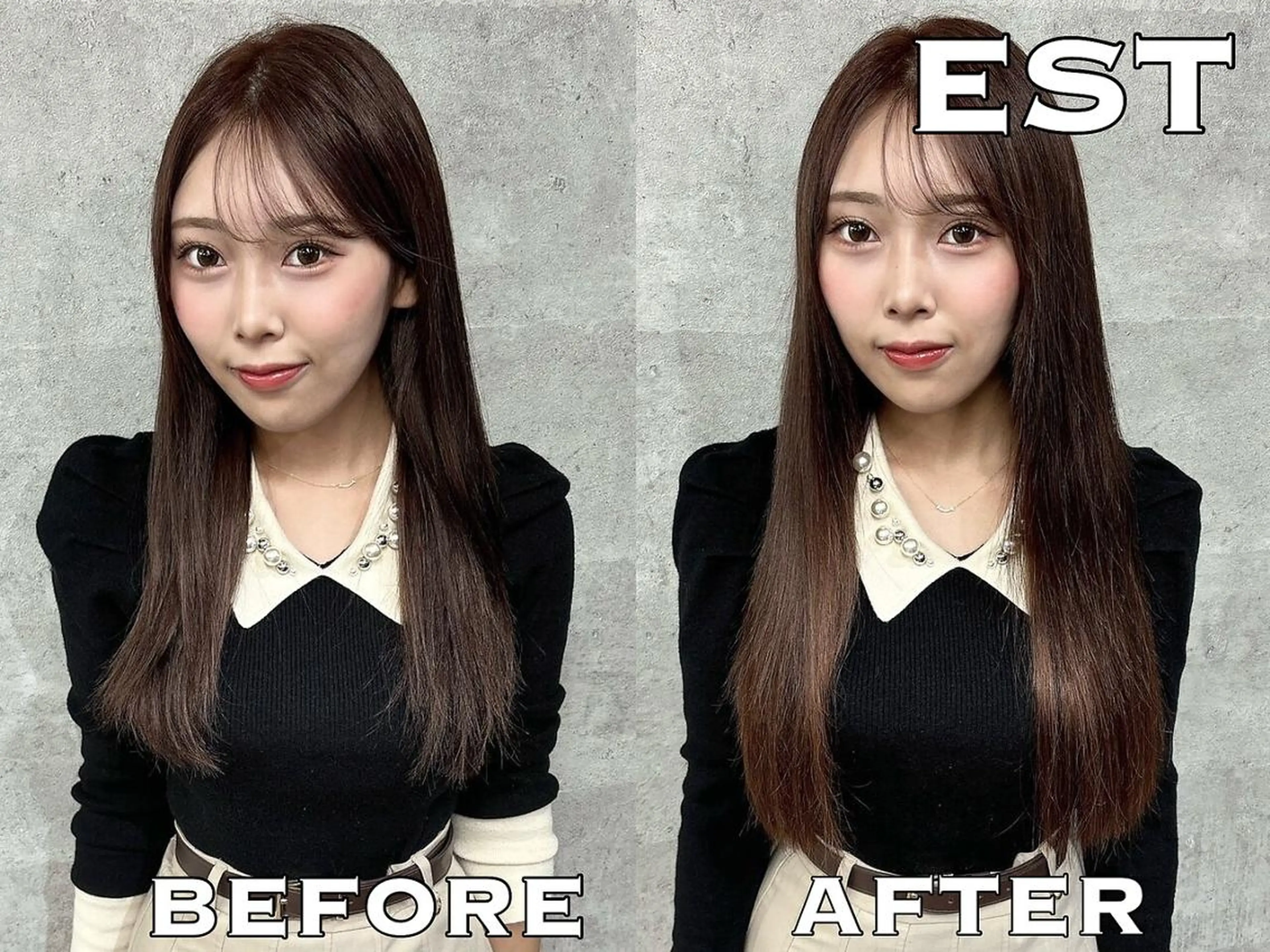 カラー ロング シールエクステ バレイヤージュ ベージュカラー 黒髪 ブリーチ KAZU TACKYのヘアスタイル