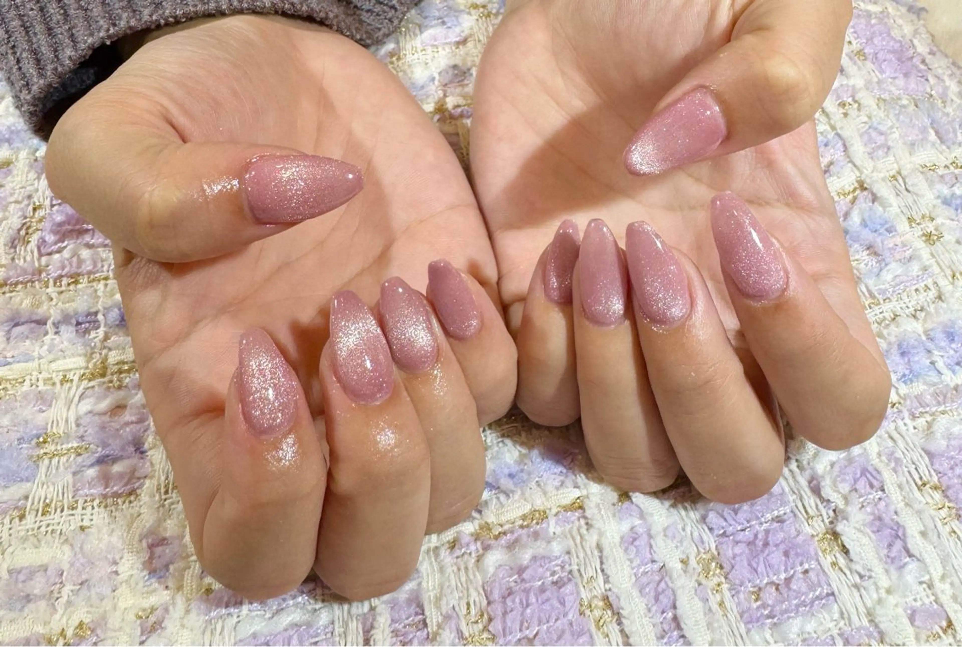 メンズ ネイル 長さ出し ジェルネイル マグネットネイル メンズネイル ピンク ハンドネイル マイムネイル所属・MIMnail Jr ネイリストのネイルデザイン