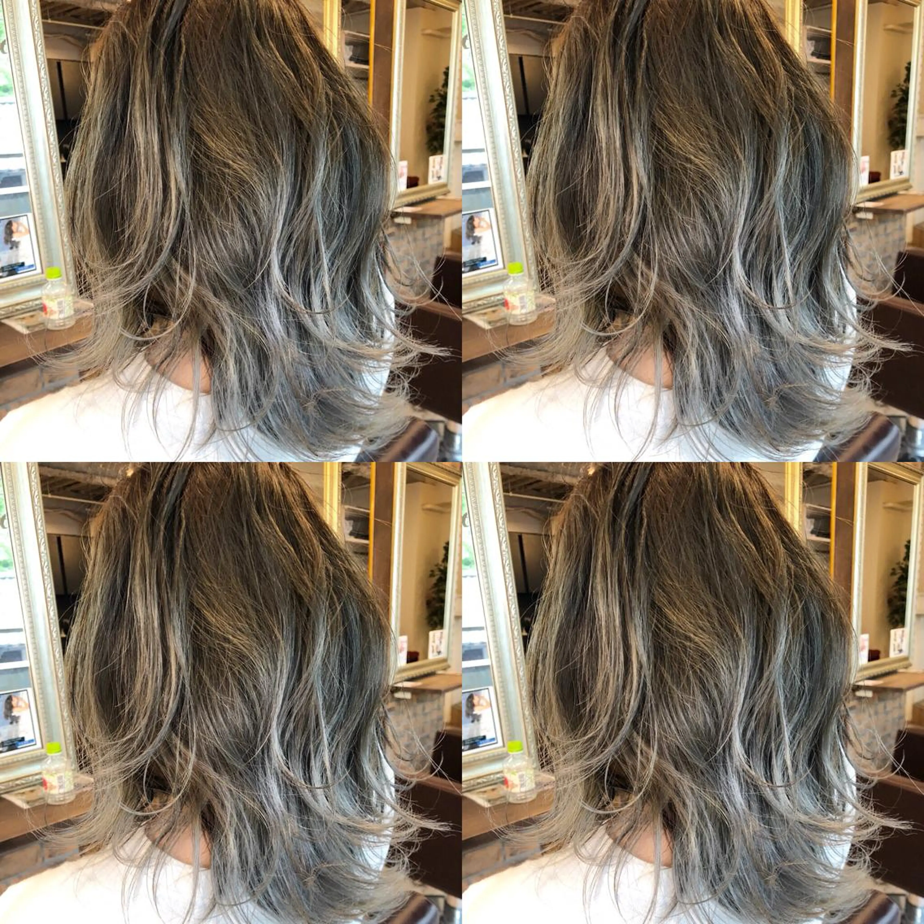 ミディアム カラー ブリーチ シルバー ヘアカラー JIL BLAN 京都のヘアスタイル