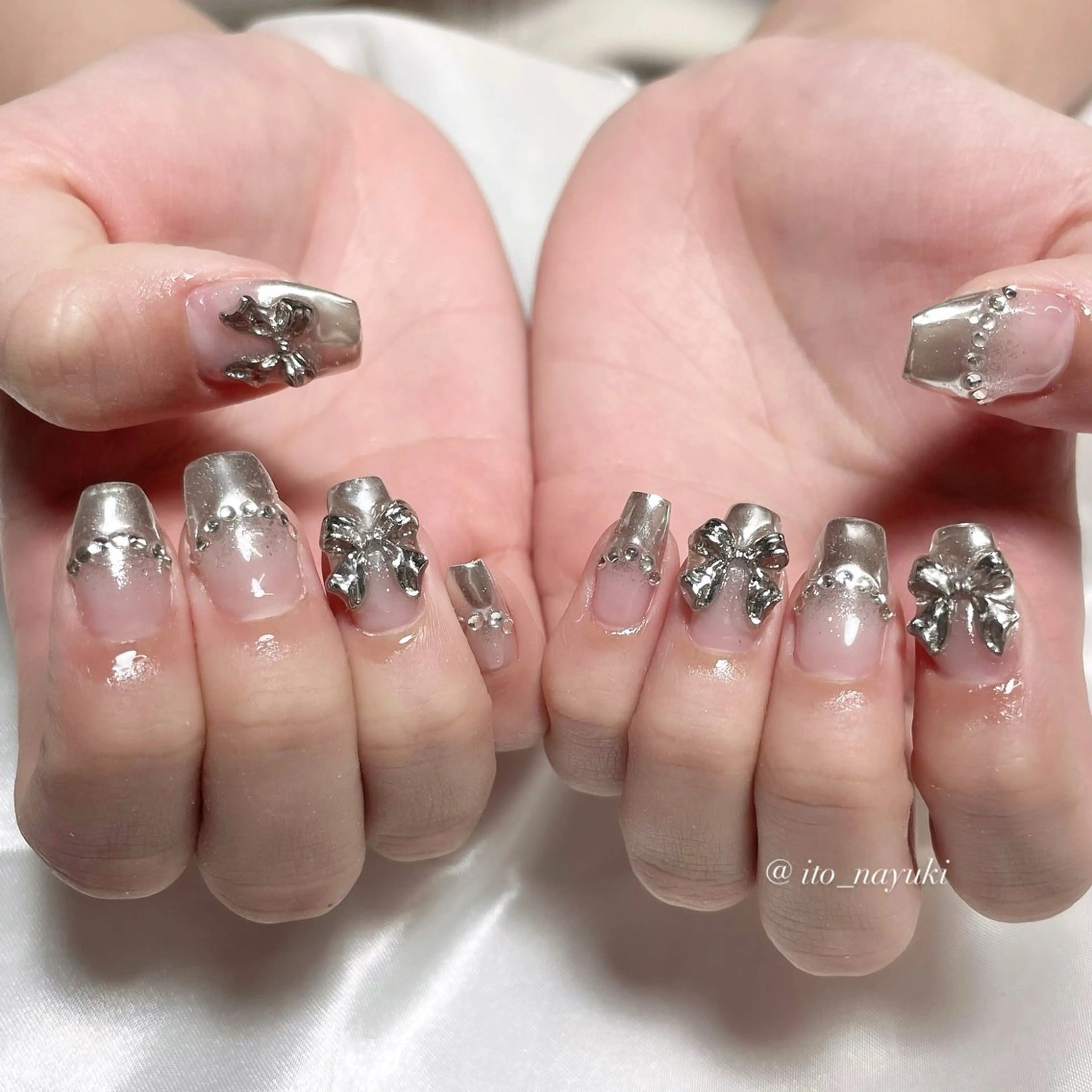 ネイル ハンドネイル 🎀藤沢ガーリーネイ ル/長さ出し🎀のネイルデザイン