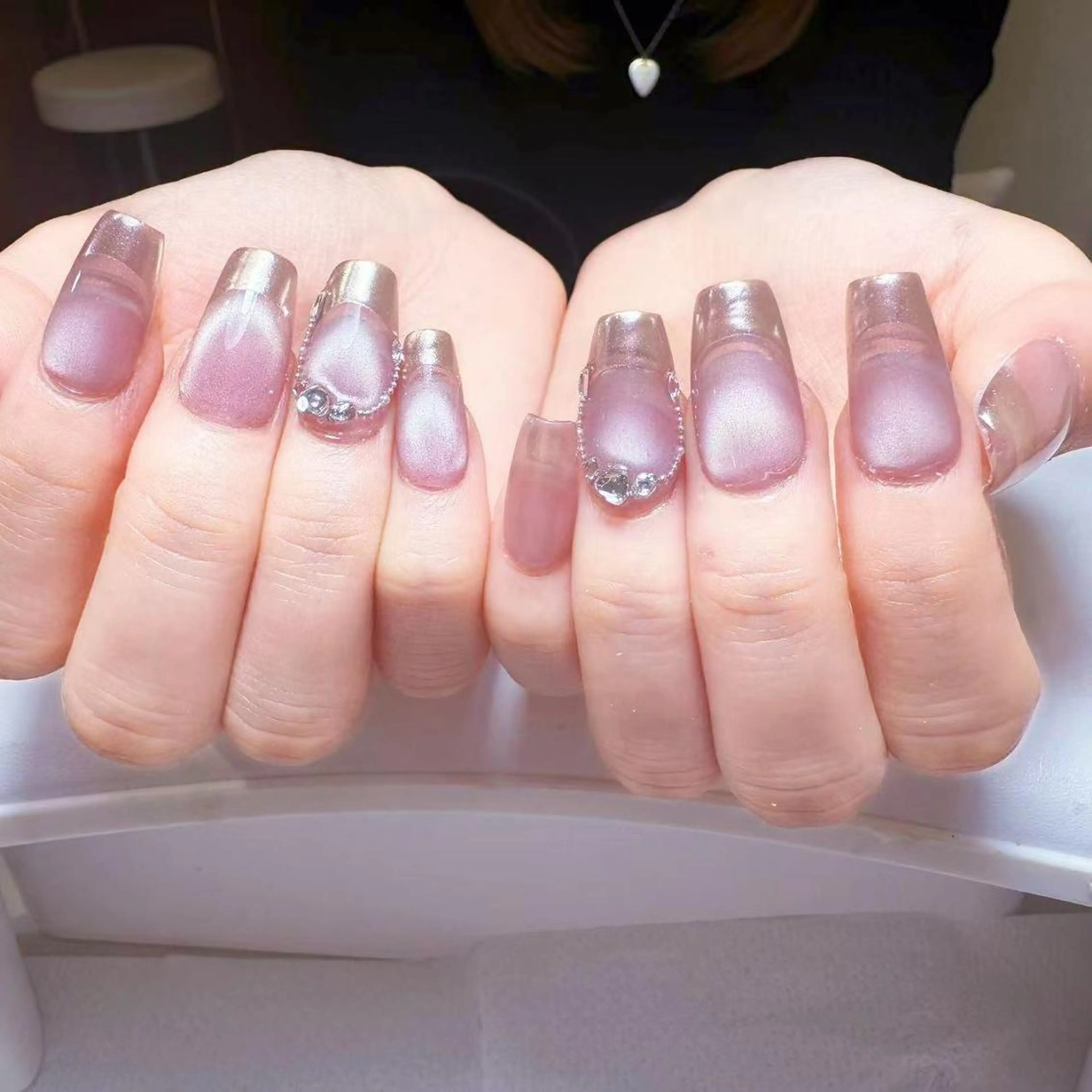 ネイル アートネイル オーロラネイル フラッシュネイル ガーリー キラキラネイル Diamond NAIL✨のネイルデザイン