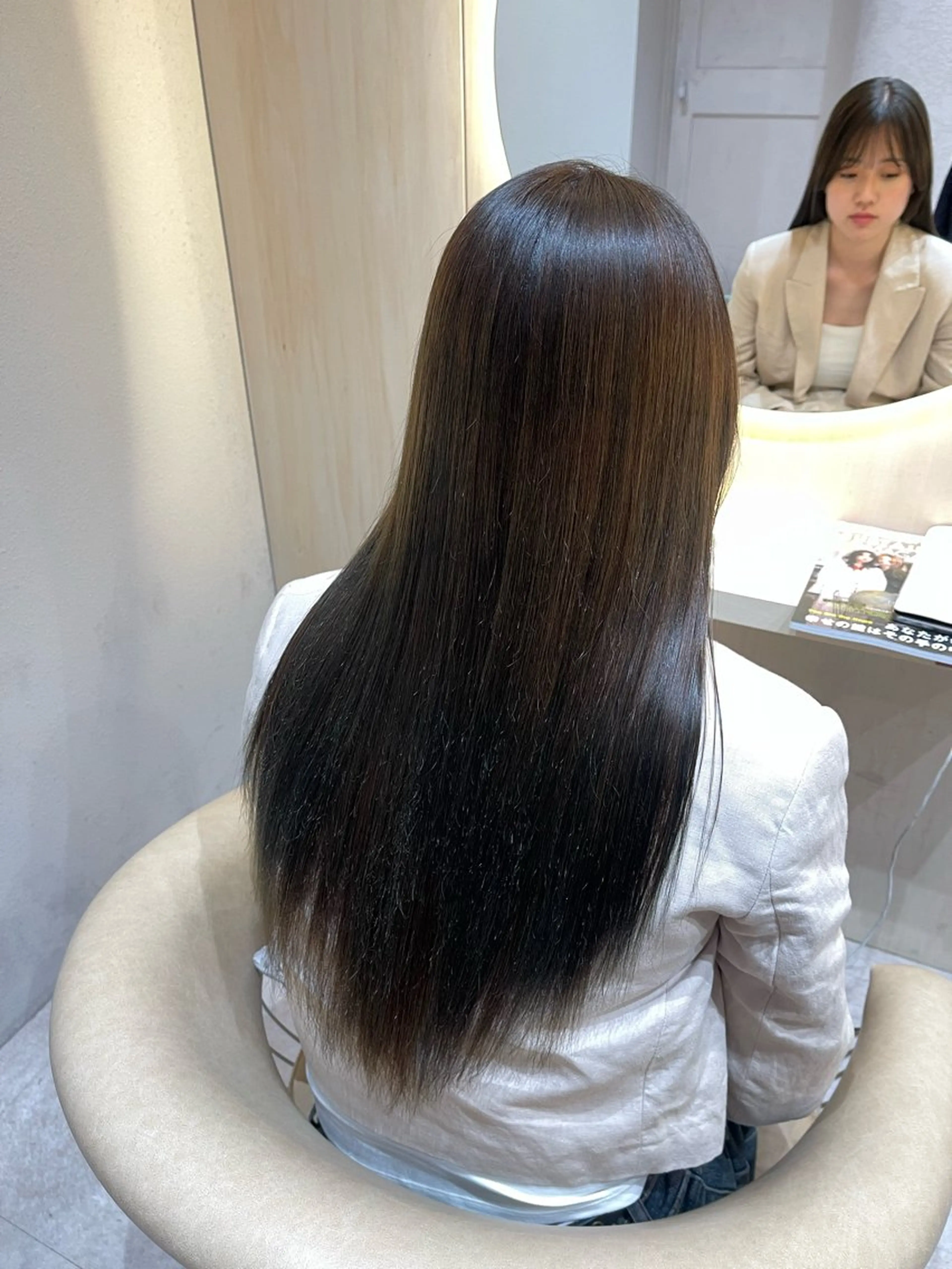 セミロング カラー 縮毛矯正 トリートメント 竹田 真梨子のヘアスタイル