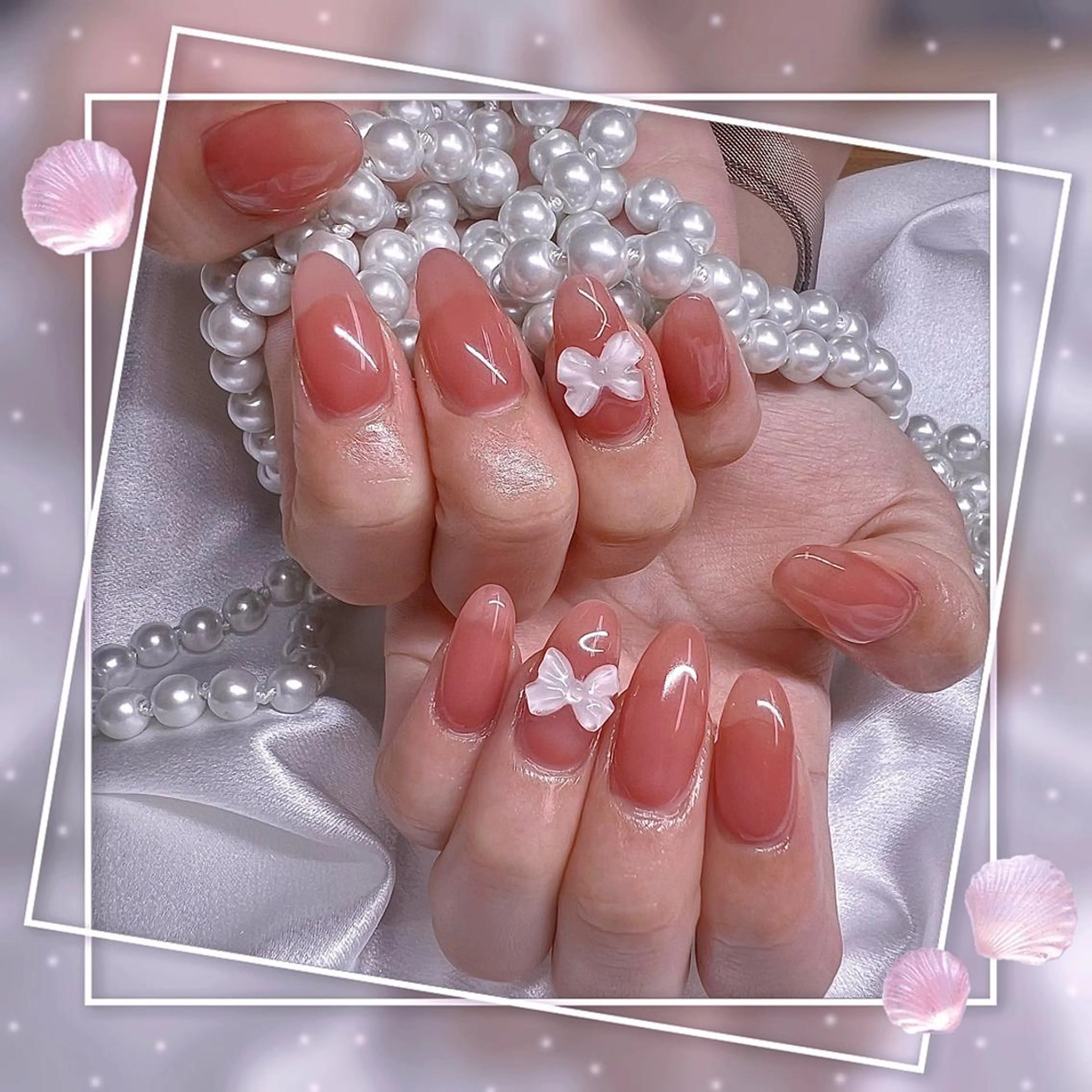 ネイル フレンチネイル キラキラネイル 韓国ネイル マグネットネイル マグネットフレンチ ハンドネイル Chill Nailsalonのネイルデザイン