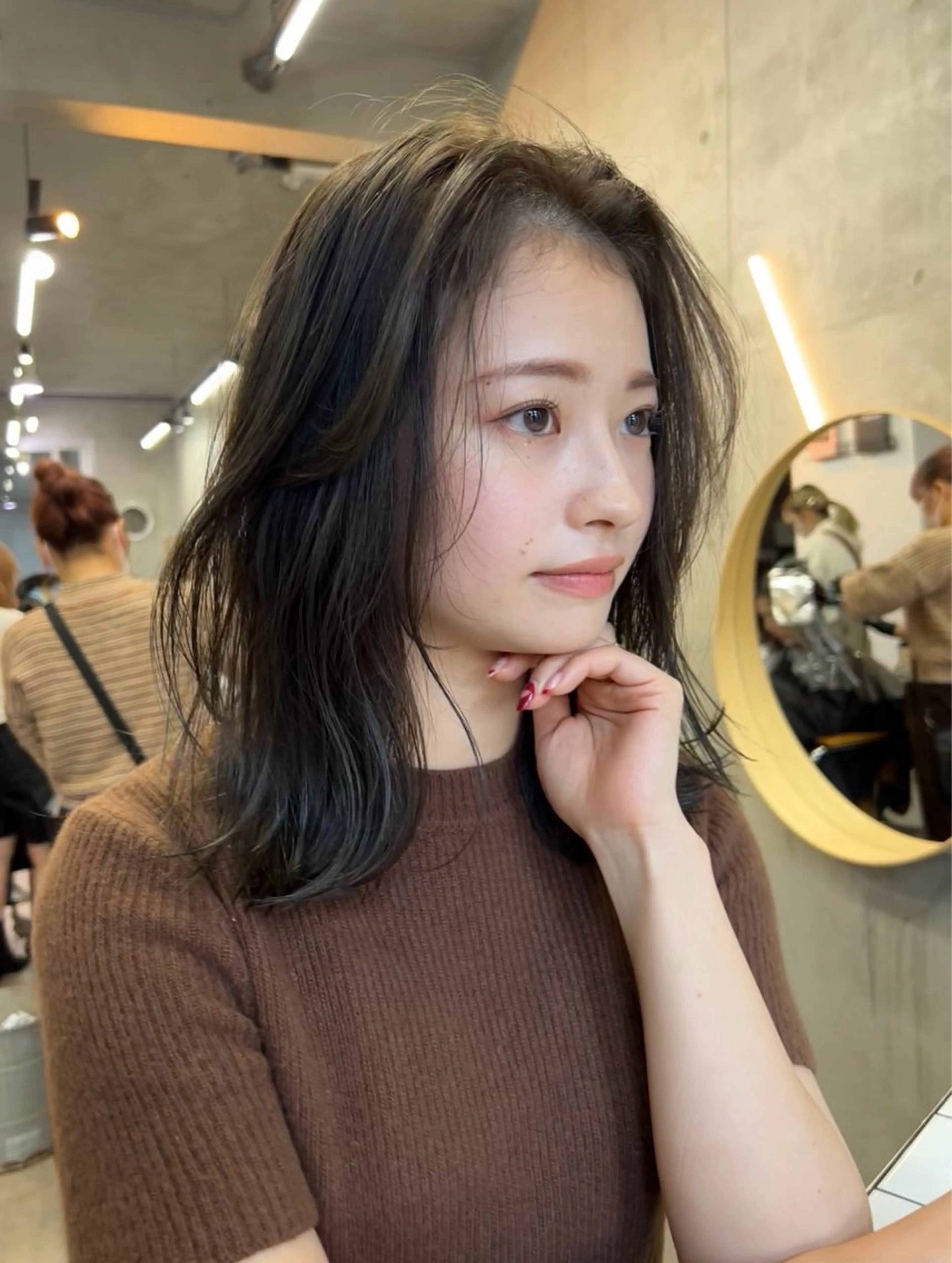 ミディアム 顔周りカット カット SALT WATER所属・🫐 𝐌𝐚𝐨 🫐ボブモデル募集のヘアスタイル