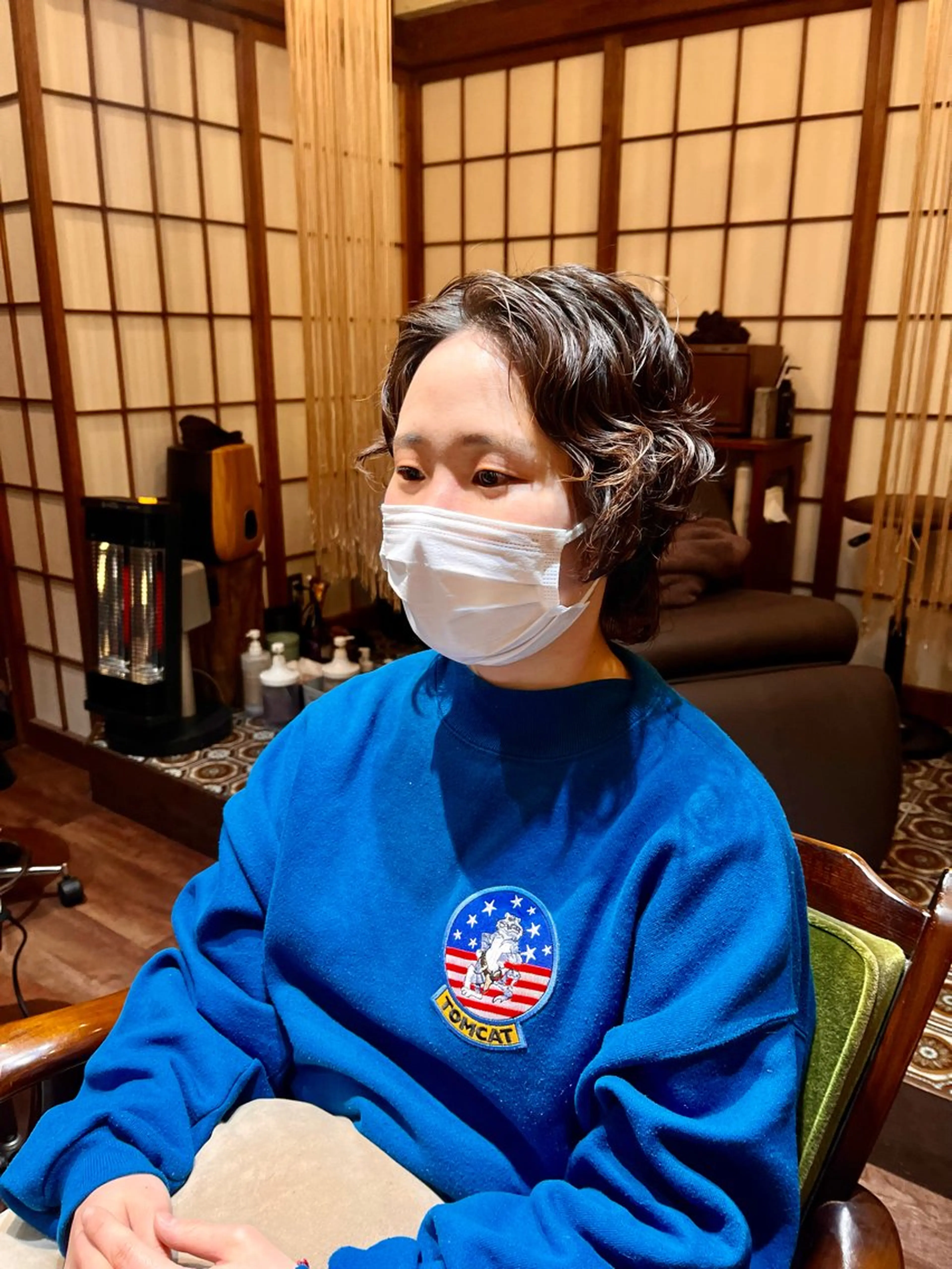 ショート パーマ 伸ばしかけ カット パーマ ヘッドスパ 抜け感パーマ/ 顔まわり/緒方椋のヘアスタイル