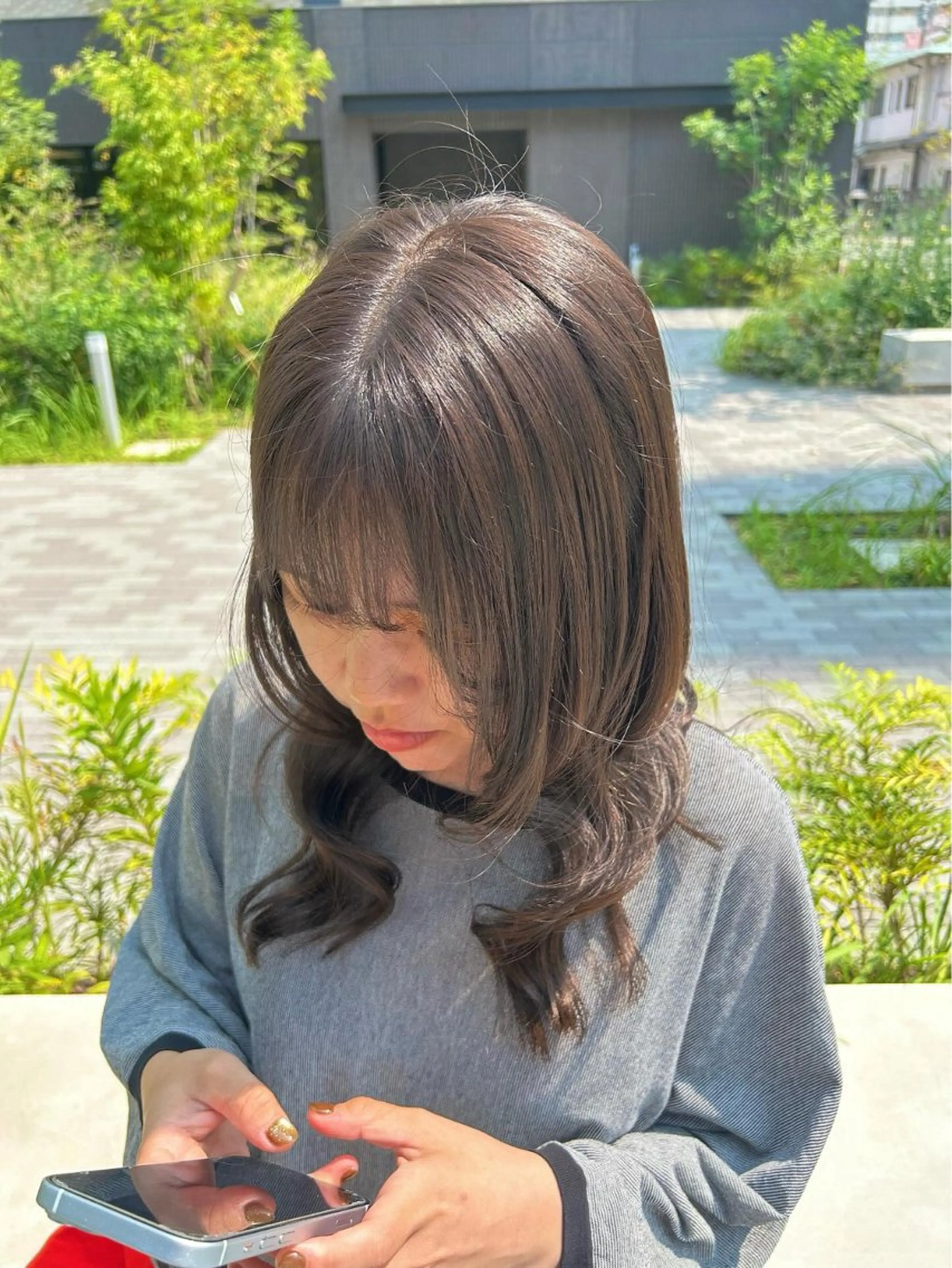 ミディアム カラー グレージュ ヘーゼル ヘアカラー 🫧miki🫧【 ボブ／透明感カラー】のヘアスタイル