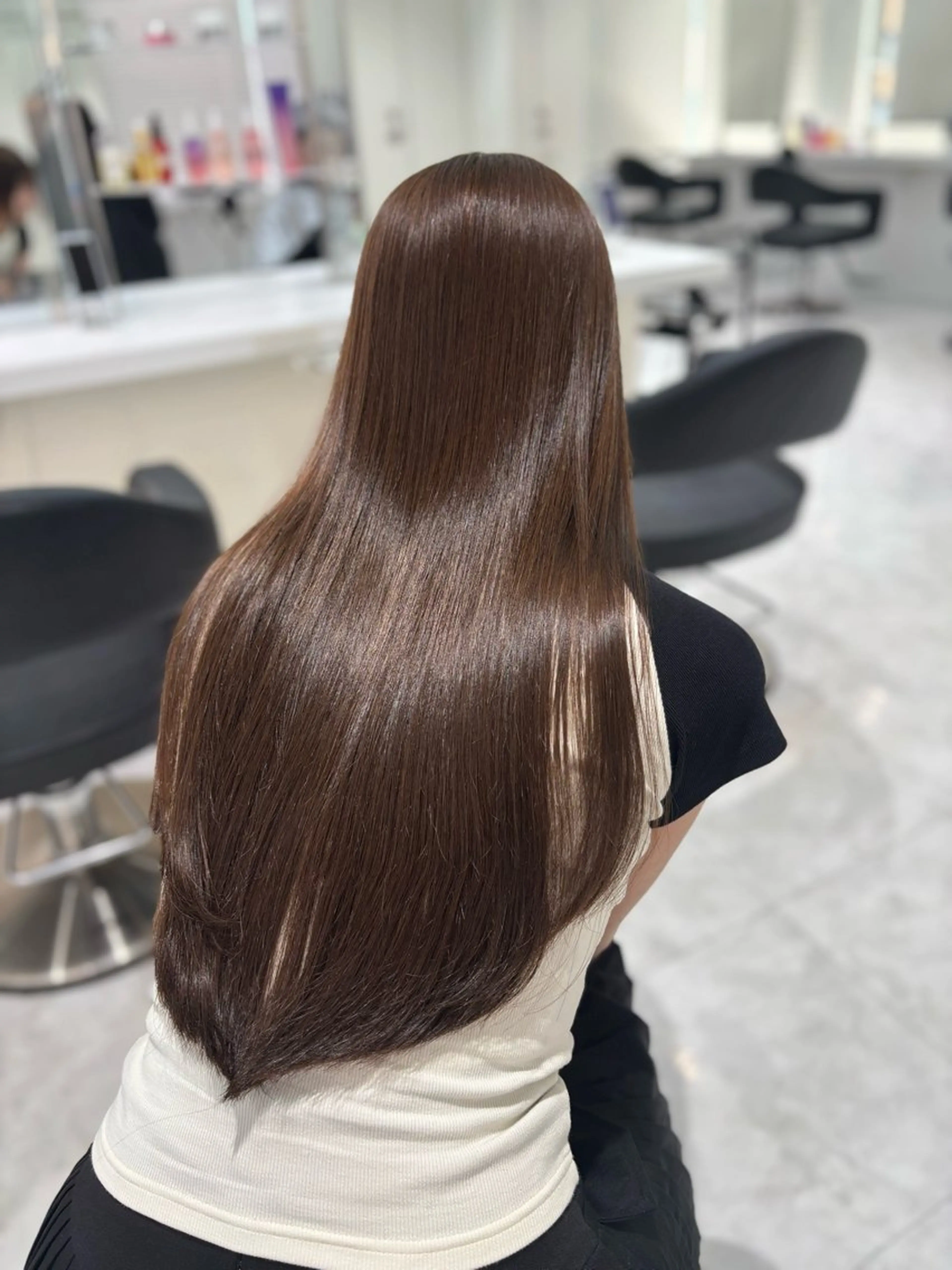 ロング カラー 髪質改善 トリートメント ヘアカラー トリートメント ヘッドスパ ヘアセット 🤍透明感カラー ×縮毛矯正🤍ゆうのヘアスタイル