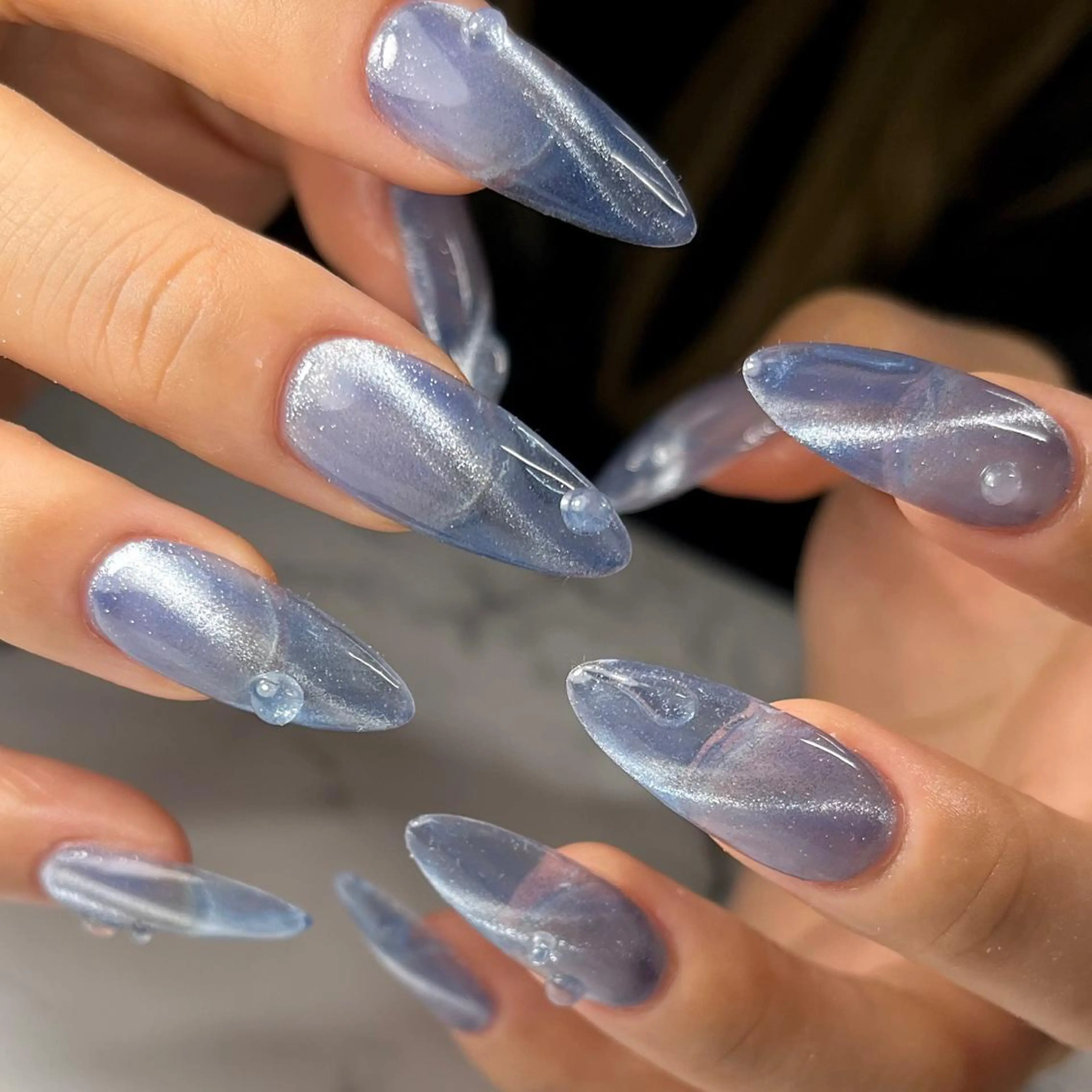 ネイル クリアネイル ジェルネイル 水色 マグネットネイル ニュアンスネイル NAIL NOWのネイルデザイン