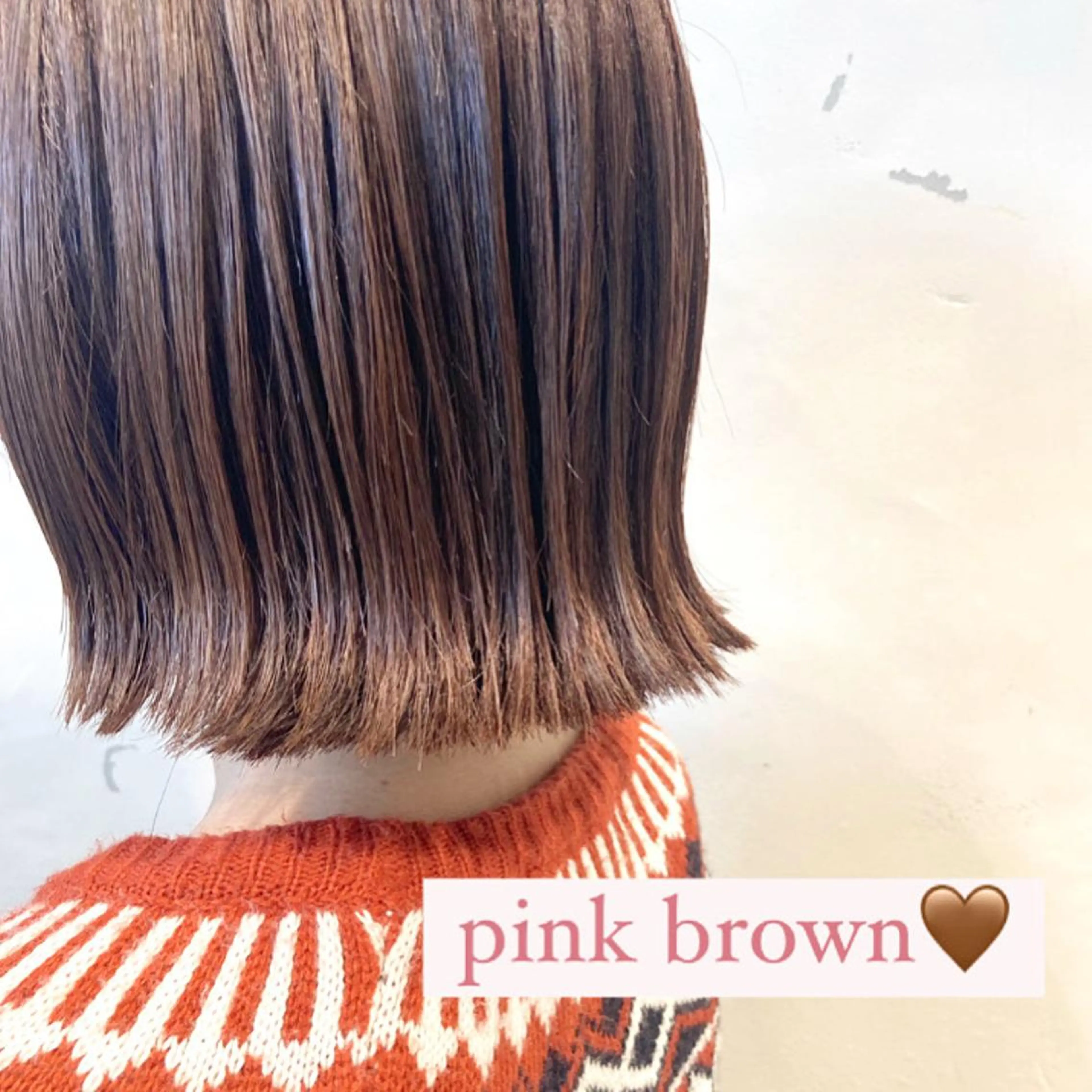 ミディアム カラー ブラウンカラー ピンクカラー ピンクブラウン 暖色/艶髪/ボブ/ ミディアム/Ayaのヘアスタイル