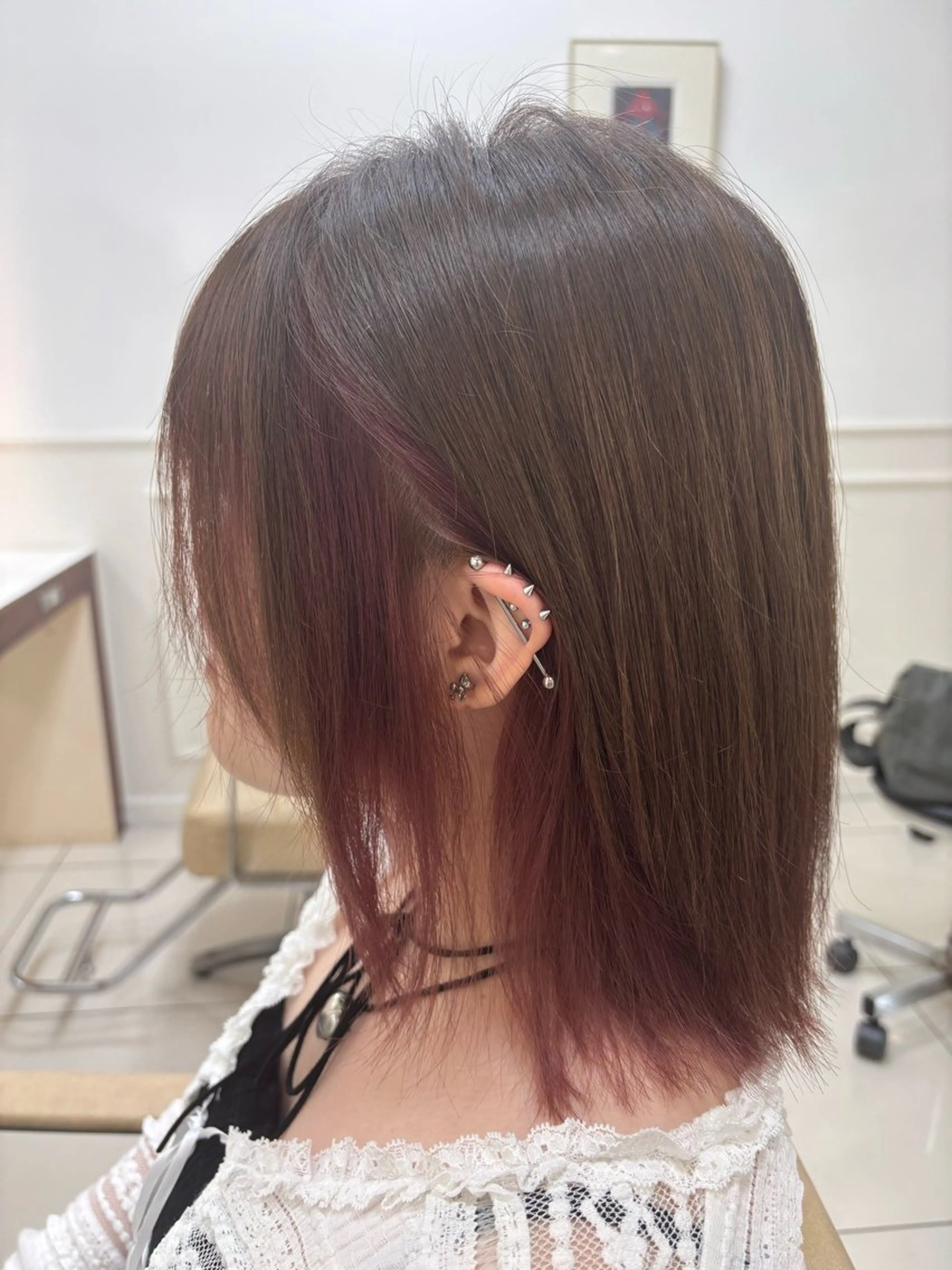 【☆カラーモデル☆】インナーブリーチ+オンカラー(ダブルカラー)+Aujuaケアトリートメント🫧の写真