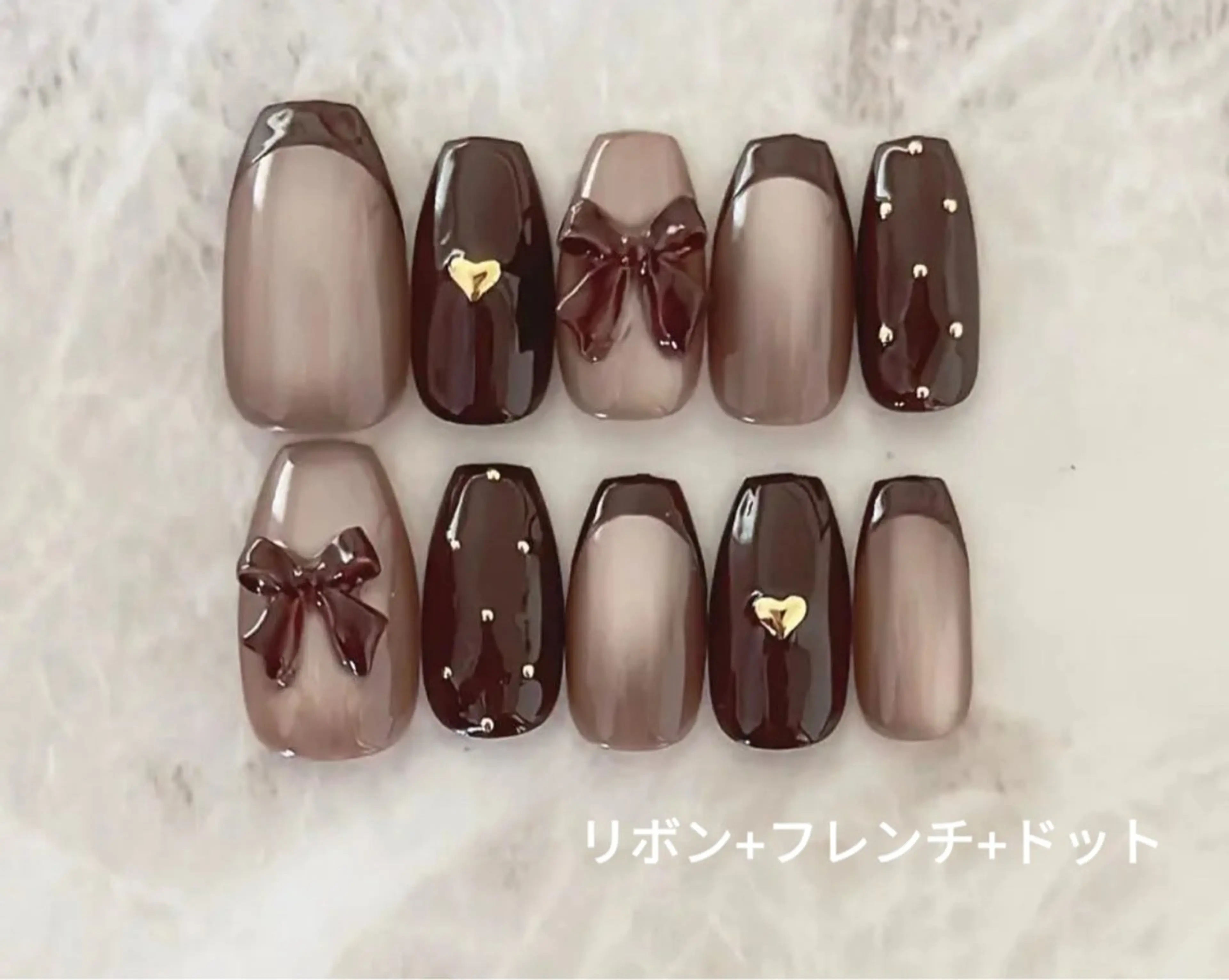 ネイル ドット フレンチネイル マグネットネイル リボン ハンドネイル 🎀MIYUKI Salon🎀のネイルデザイン