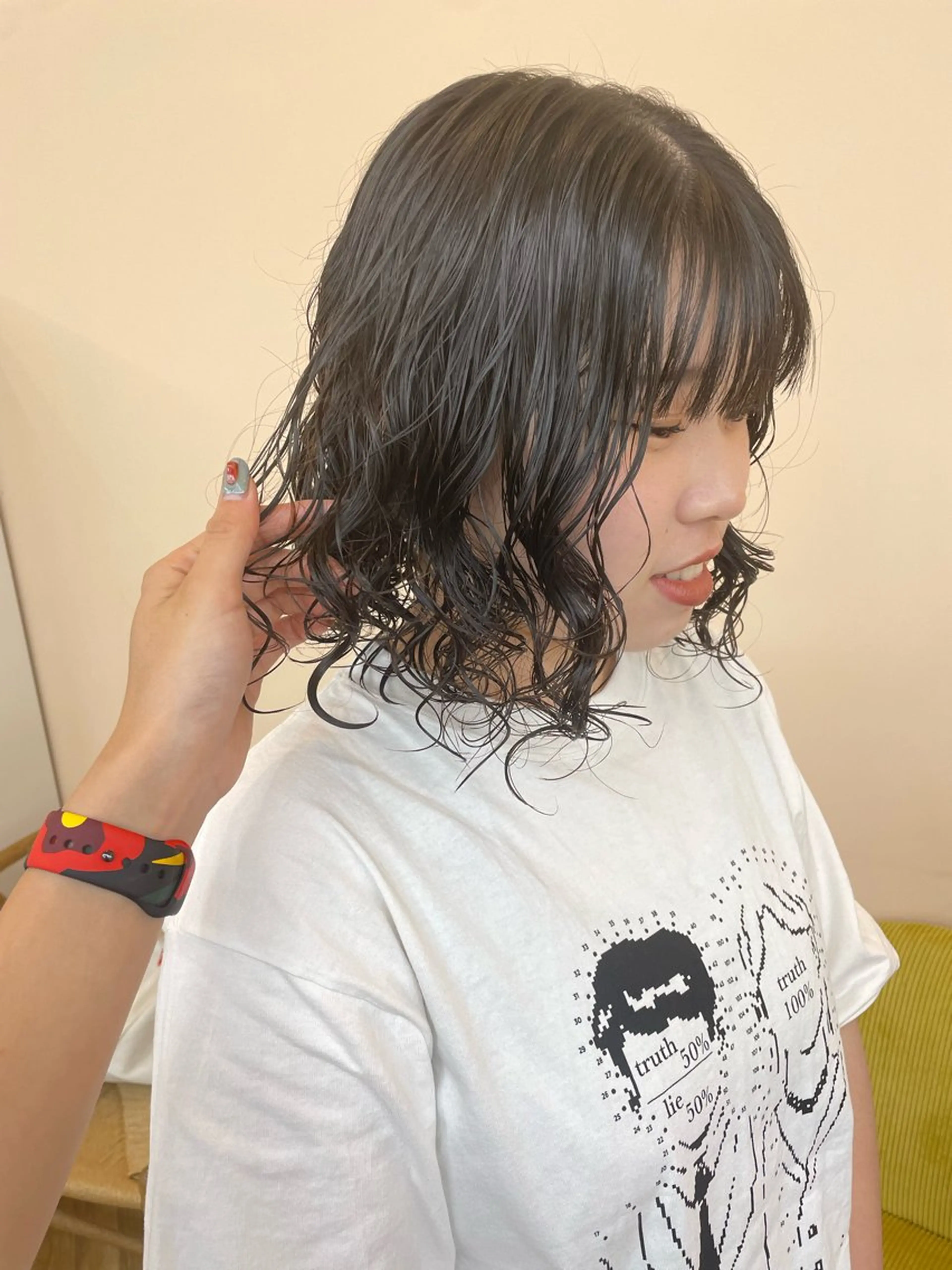 ミディアム パーマ カットモデル/ ハイトーン/ゆうあのヘアスタイル