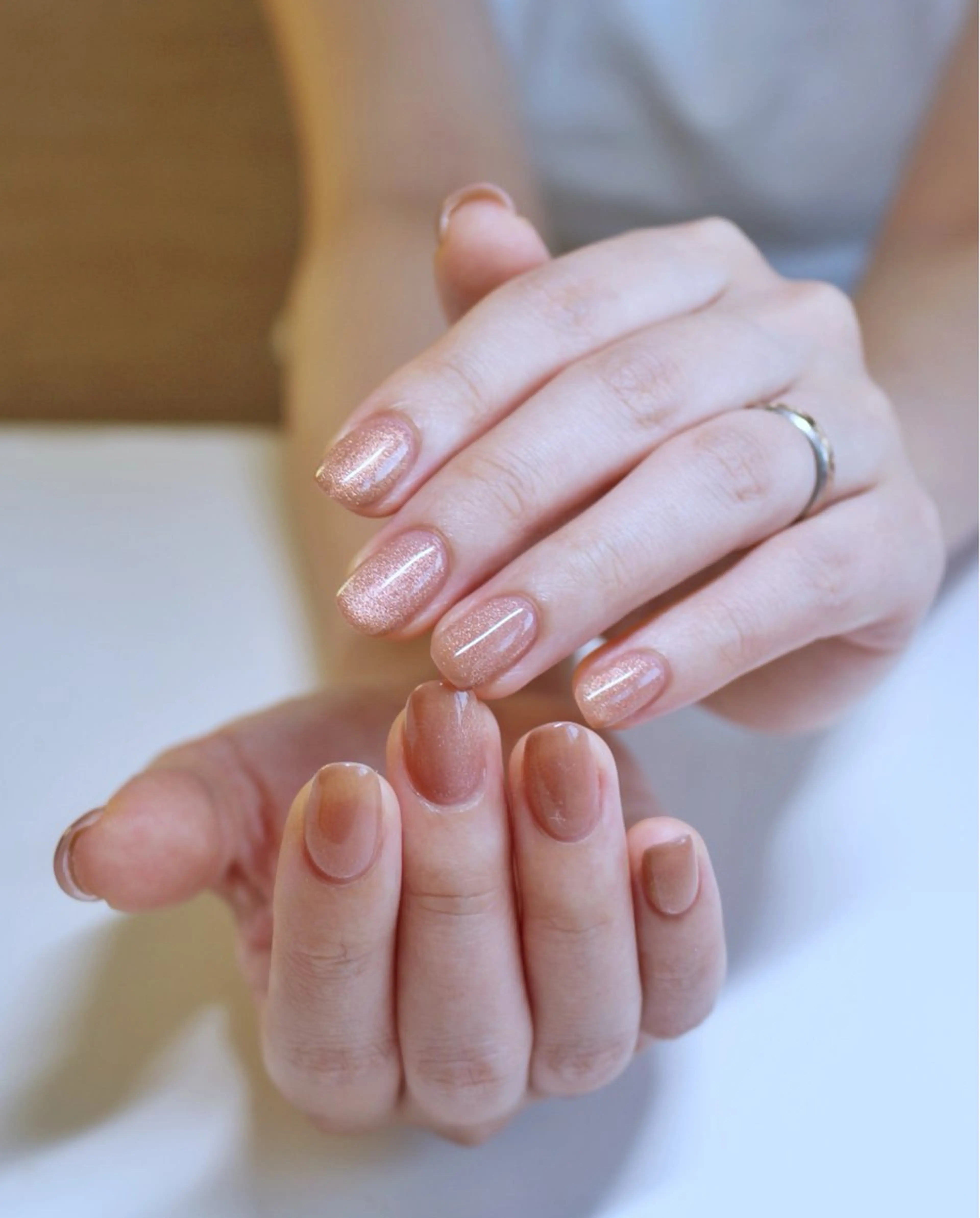 ネイル ブラウン マグネットネイル ニュアンスネイル ピンク ハンドネイル Baku Nailsのネイルデザイン