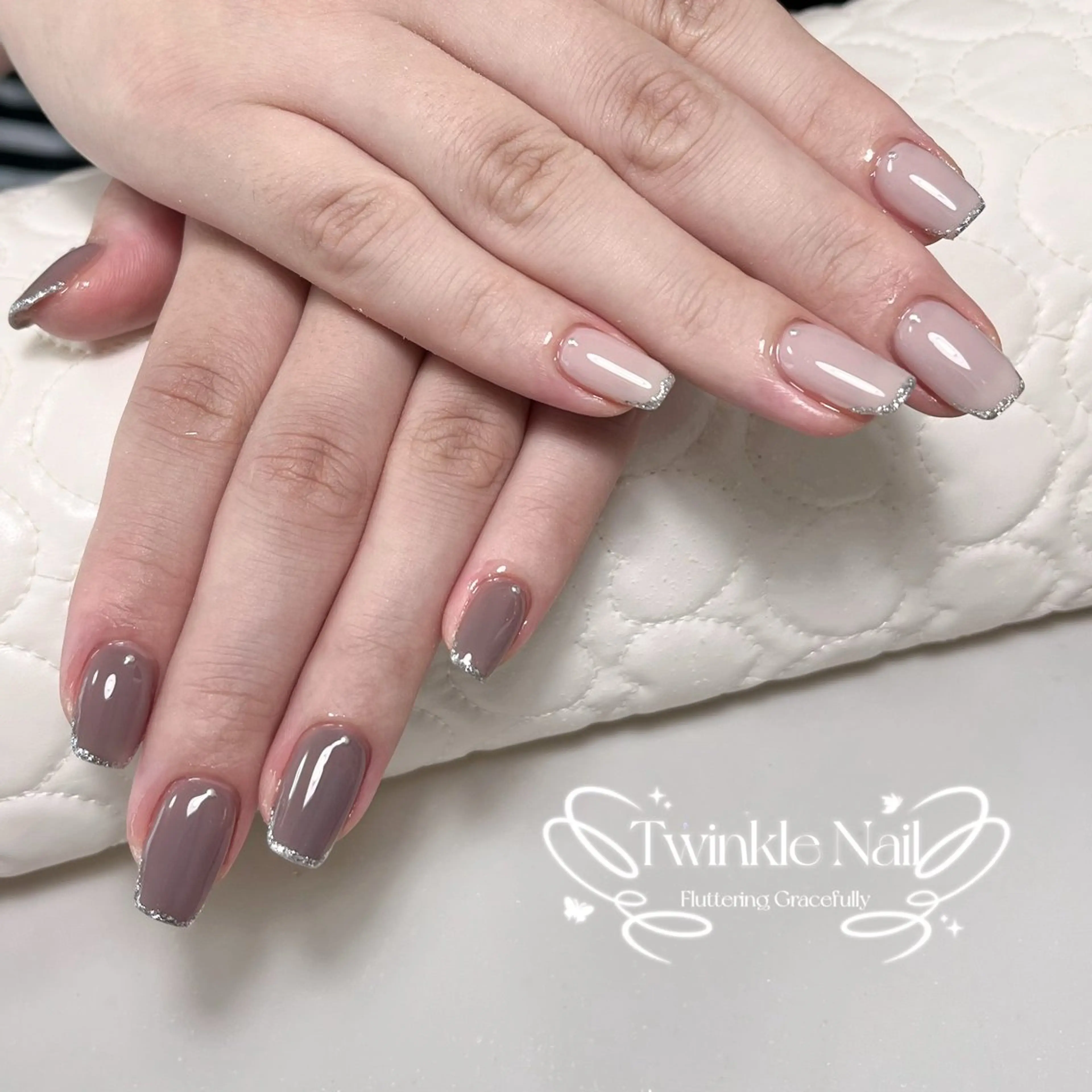 ネイル フレンチネイル ラメ(グリッター) シンプルネイル Twinkle Nail Kuboのネイルデザイン