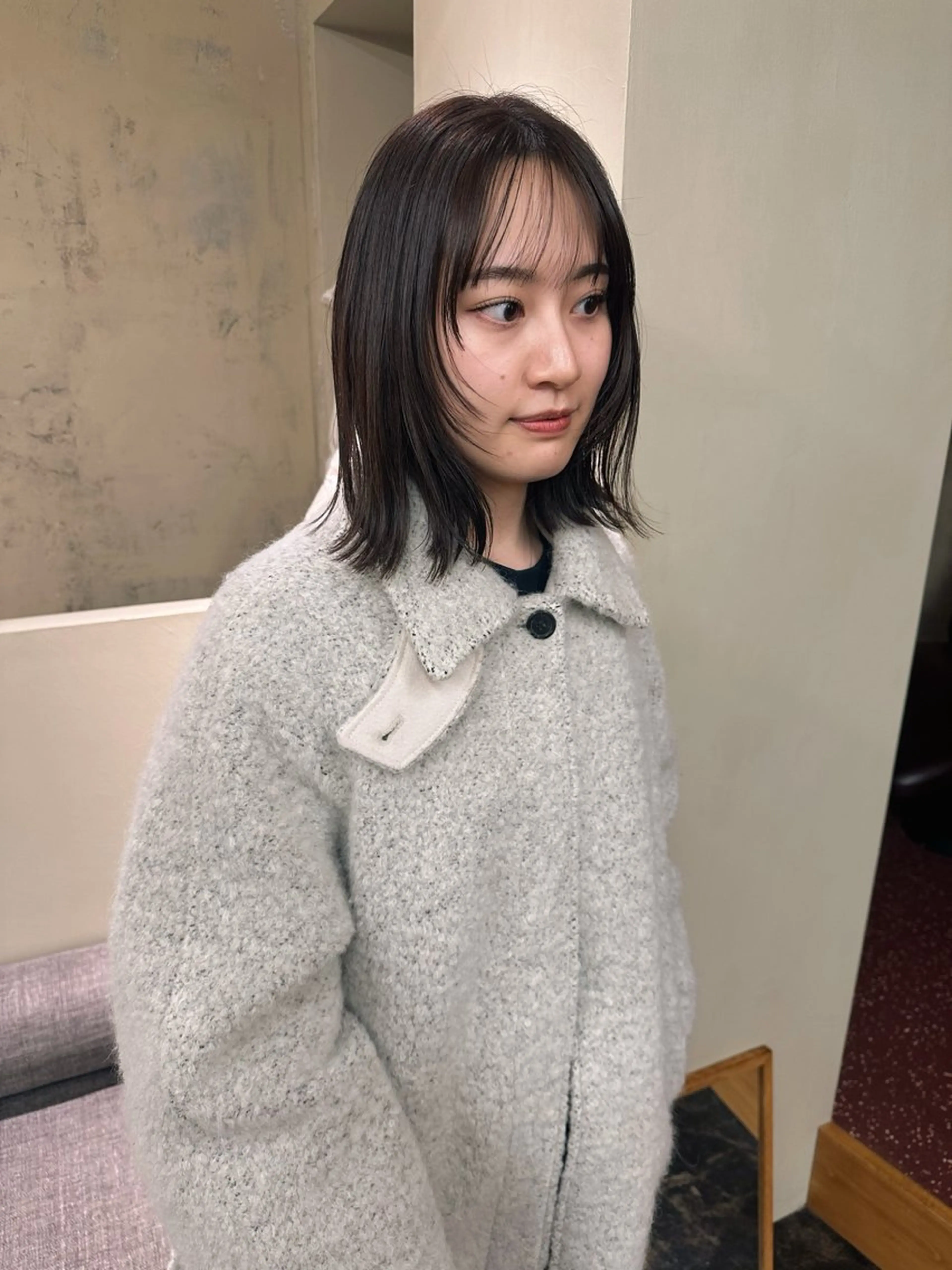 ミディアム カラー ブラウンカラー マロンブラウン 顔まわりレイヤー レイヤーカット カット ヘアカラー yupi🐈‍⬛ ベージュ/レイヤーのヘアスタイル