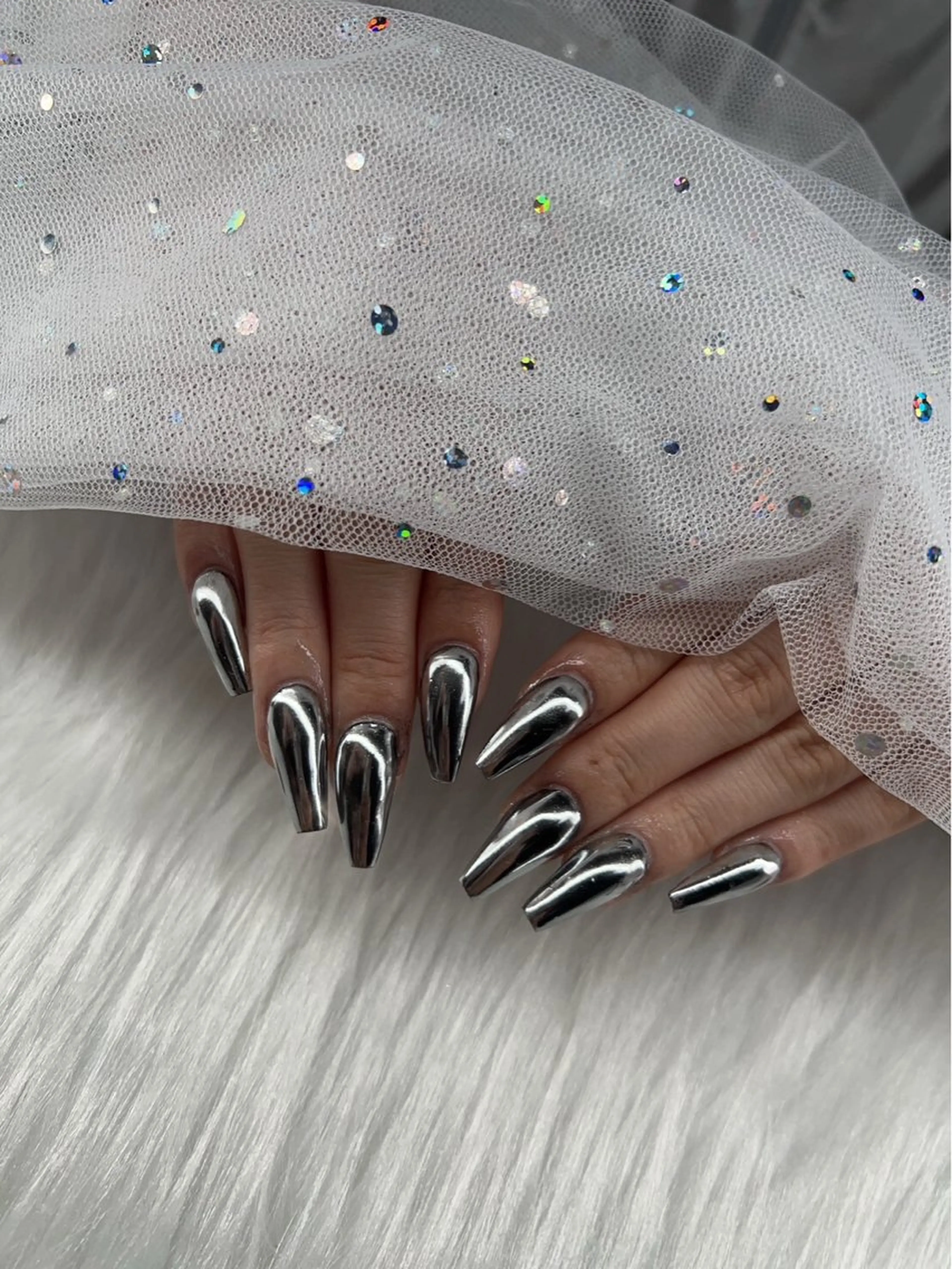 ネイル ミラーネイル スカルプネイル シンプルネイル Nail Salon Lacusのネイルデザイン