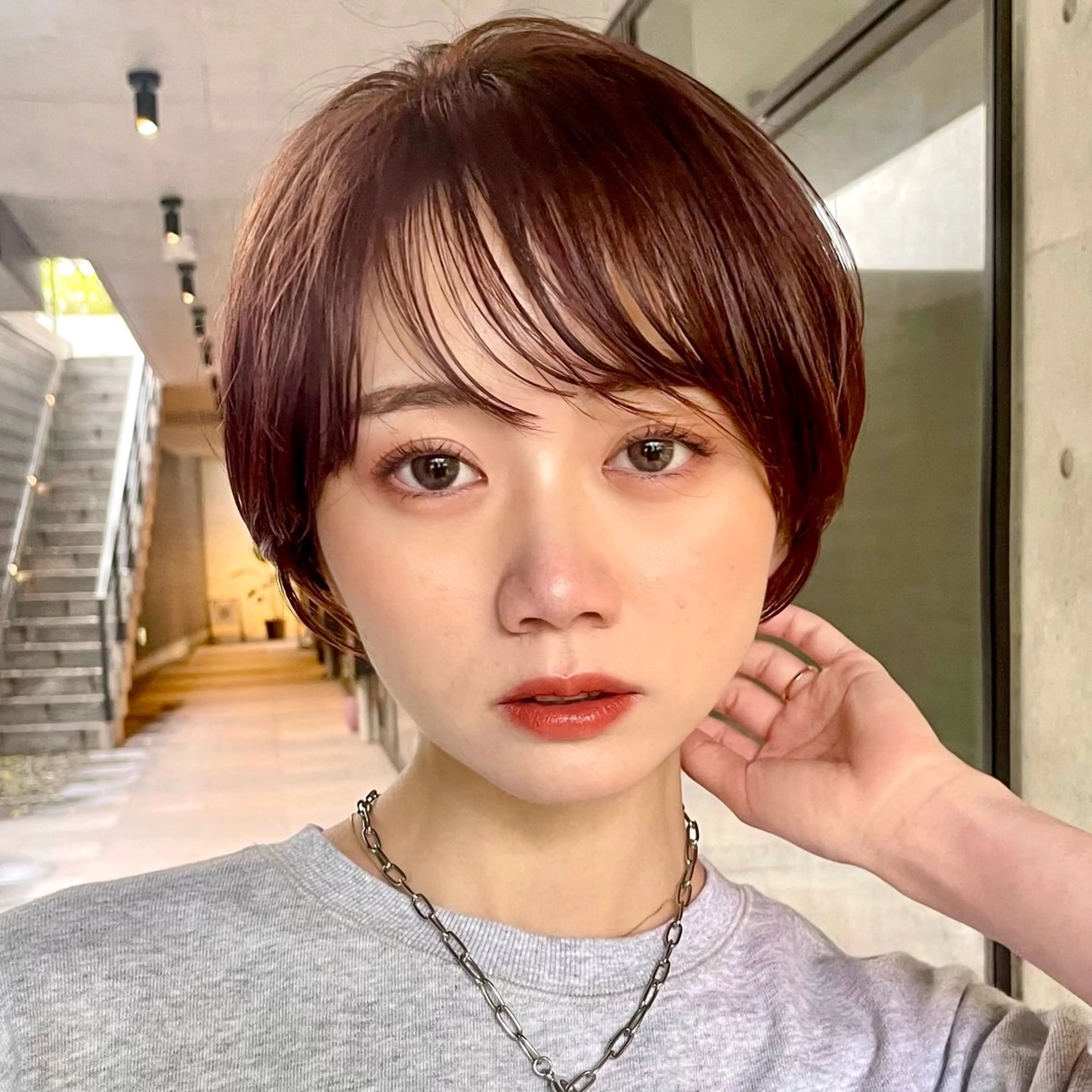 ショート カラー ブリーチ ブラウンカラー ブリーチなしカラー ピンクカラー ピンクブラウン ボブ/レイヤー/ 艶髪/HANA💗のヘアスタイル