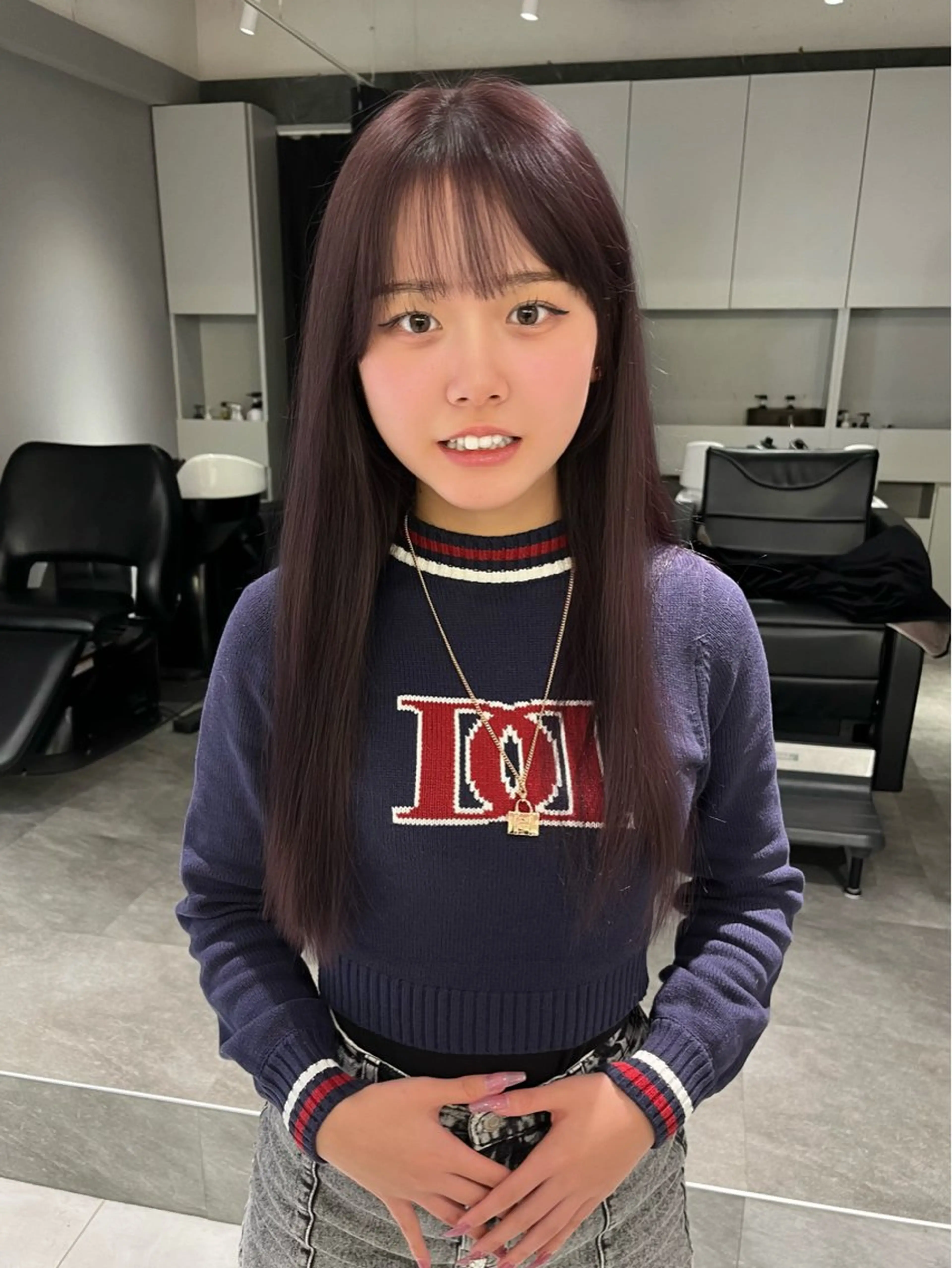 ロング カラー ハイトーンカラー 髪質改善 縮毛矯正 💚色落ちまで可愛い 髪質改善カラーゆうまのヘアスタイル