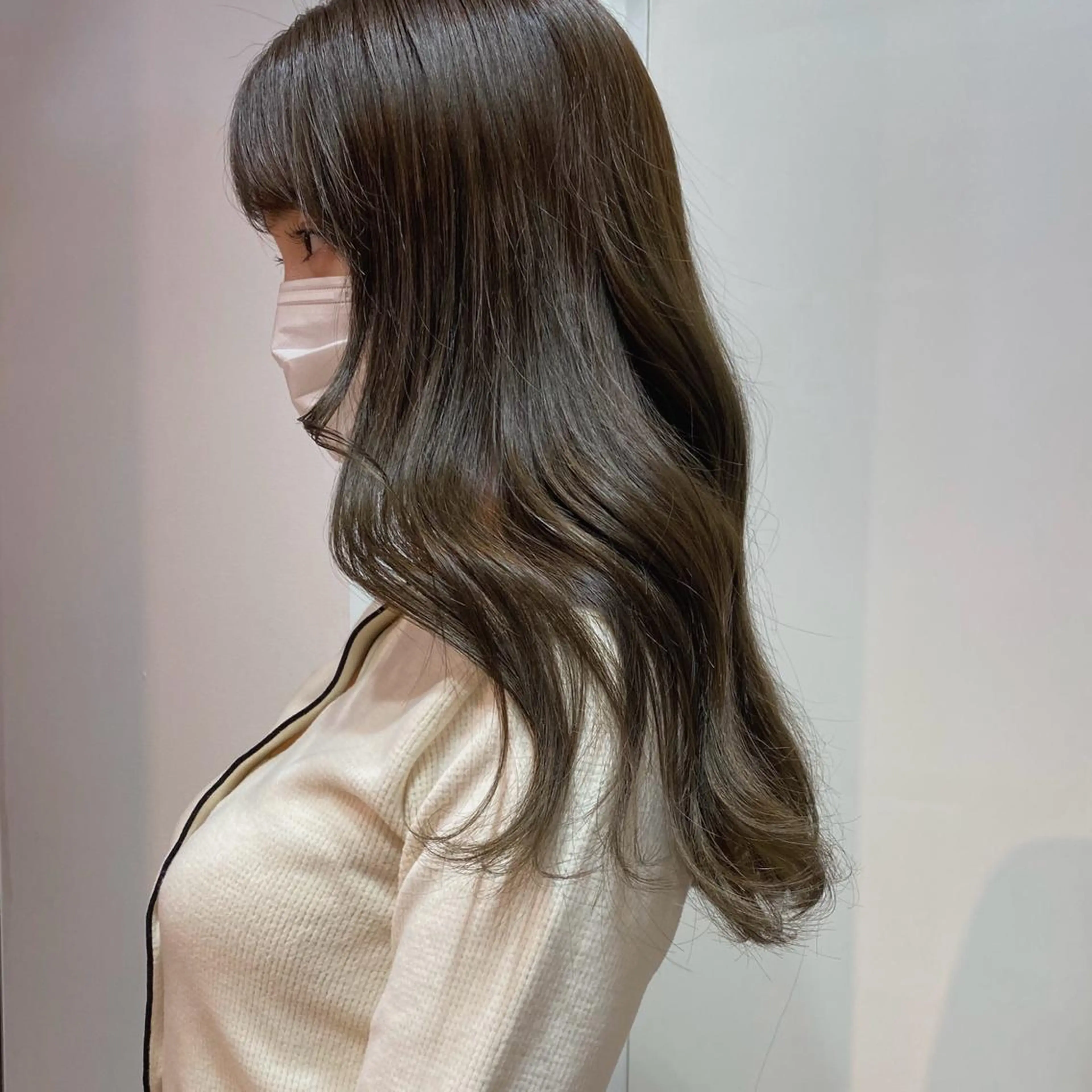 ロング カラー ヘアアレンジ グレージュ オリーブグレージュ オリーブグレー ブリーチなしカラー/ 髪質改善/寺門束のヘアスタイル