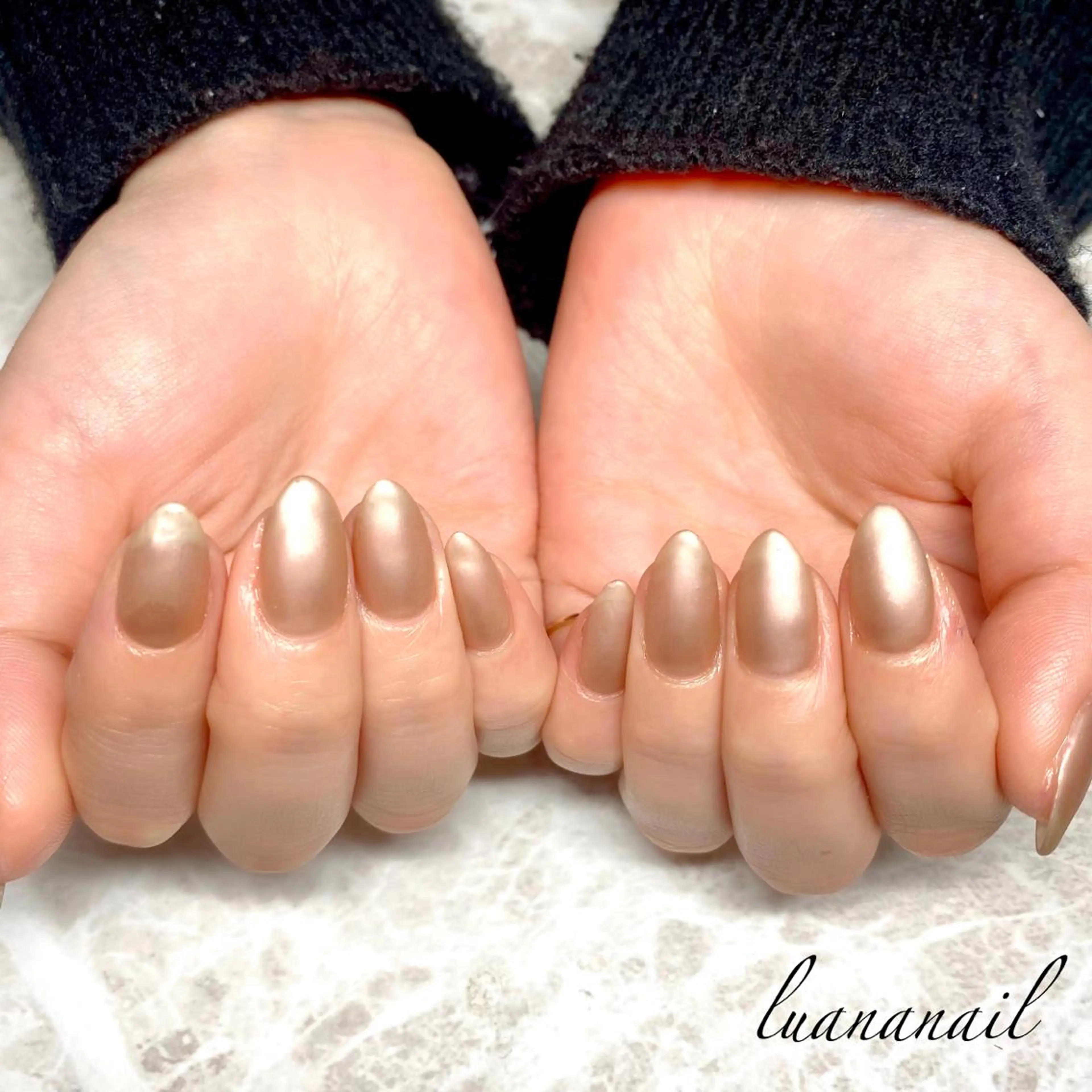 ネイル ゴールド ミラーネイル ピンク luana nailのネイルデザイン