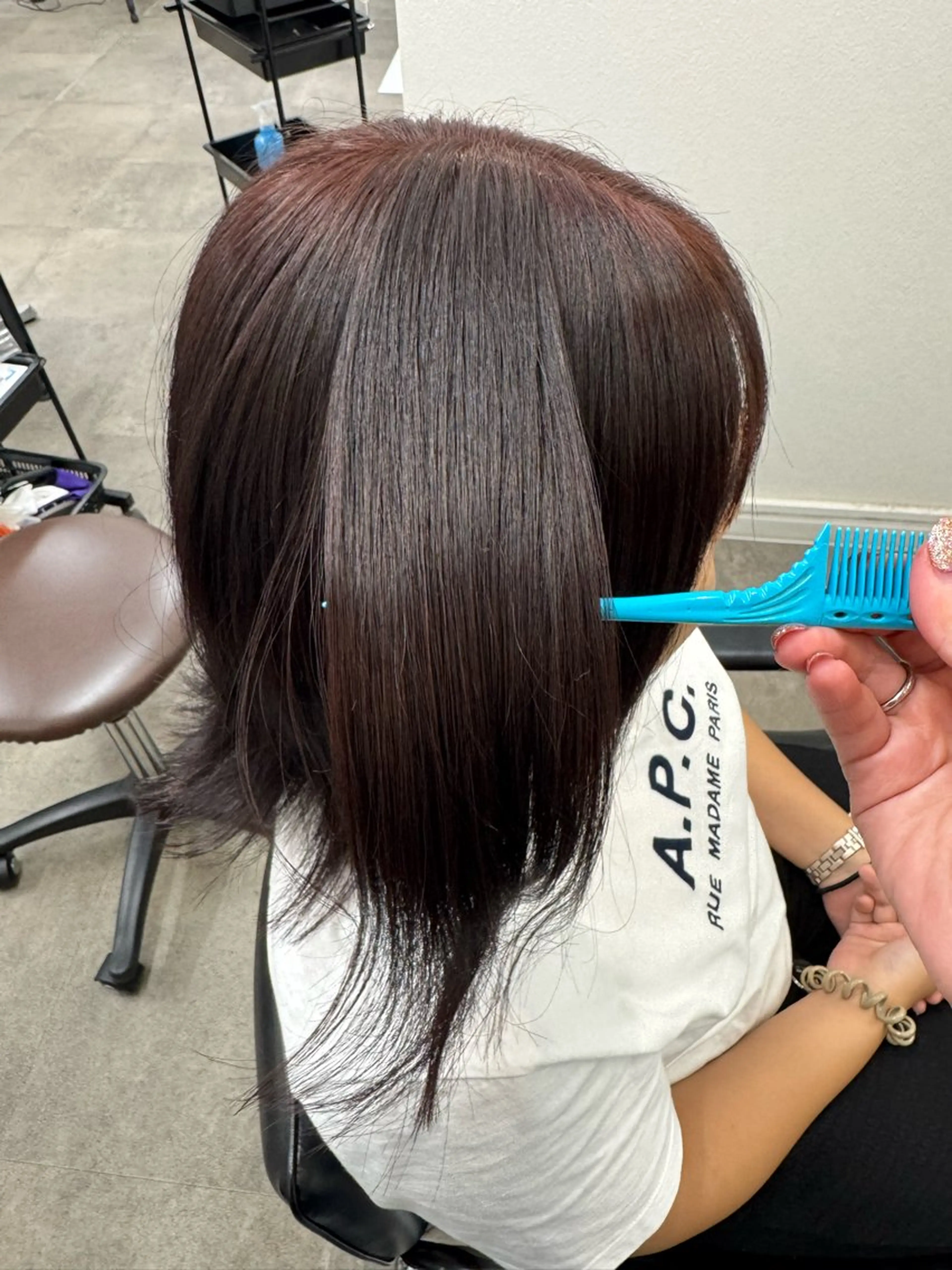 ミディアム カラー レッドカラー ヘアカラー 近藤 愛理のヘアスタイル