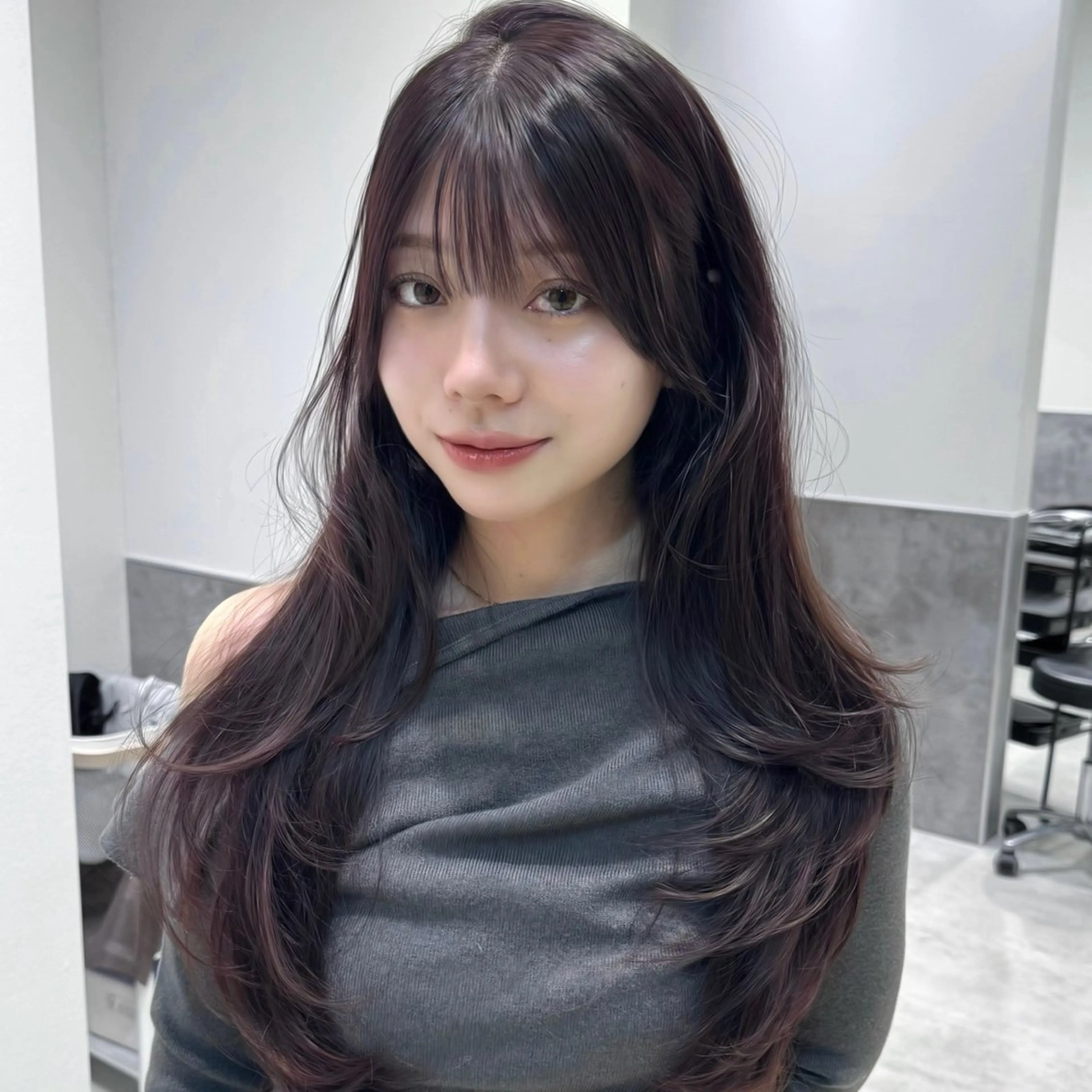 ロング カラー ブリーチ ブラウンカラー ブリーチなしカラー カット ヘアカラー トリートメント GO TODAY 原宿Verno店所属・韓国風レイヤー/顔周 り×透明感/きょうのヘアスタイル