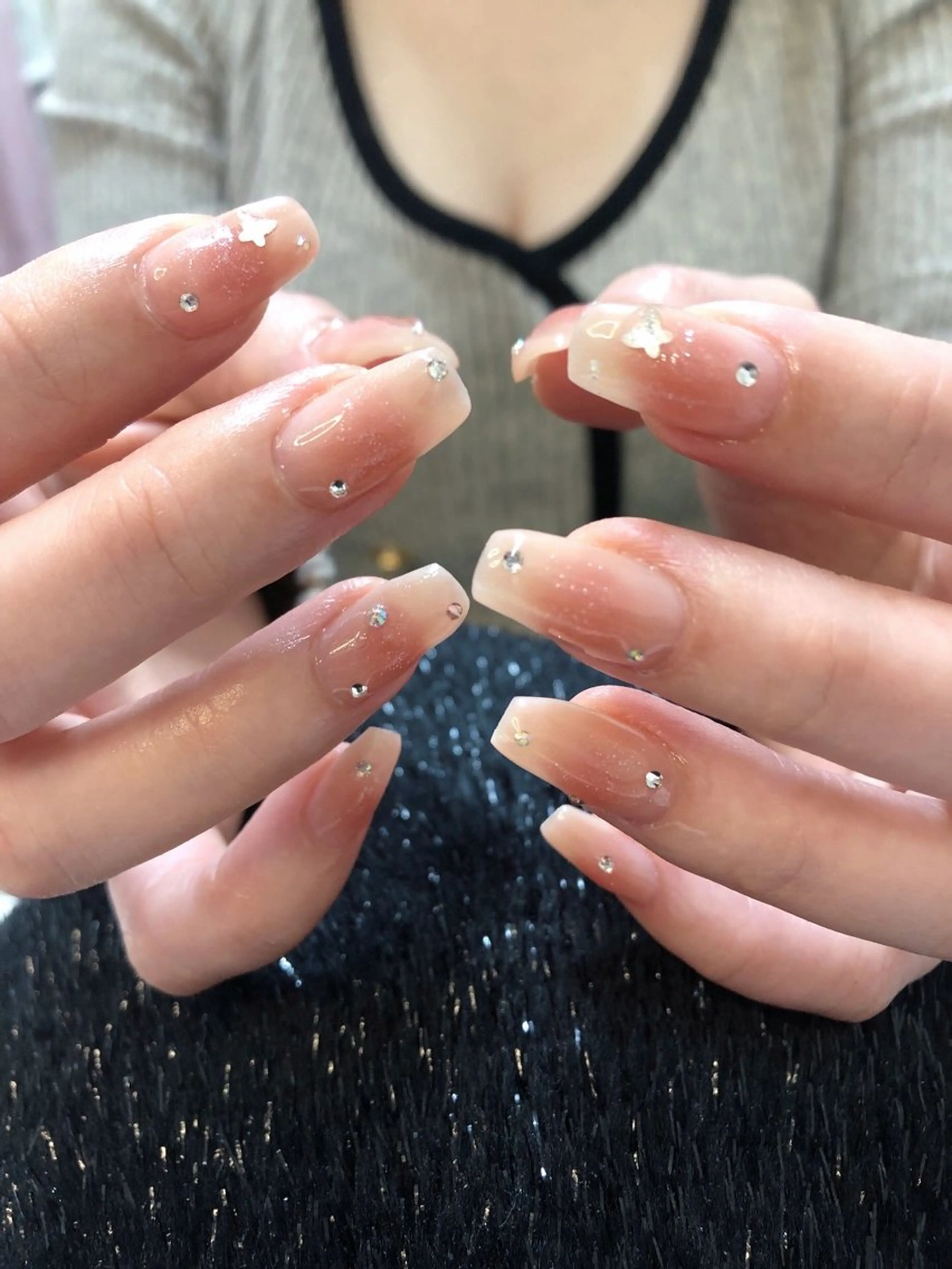 ネイル フレンチネイル ジェルネイル ガラスフレンチ グラデーション 韓国ネイル 大門浜松町 ネイルのネイルデザイン