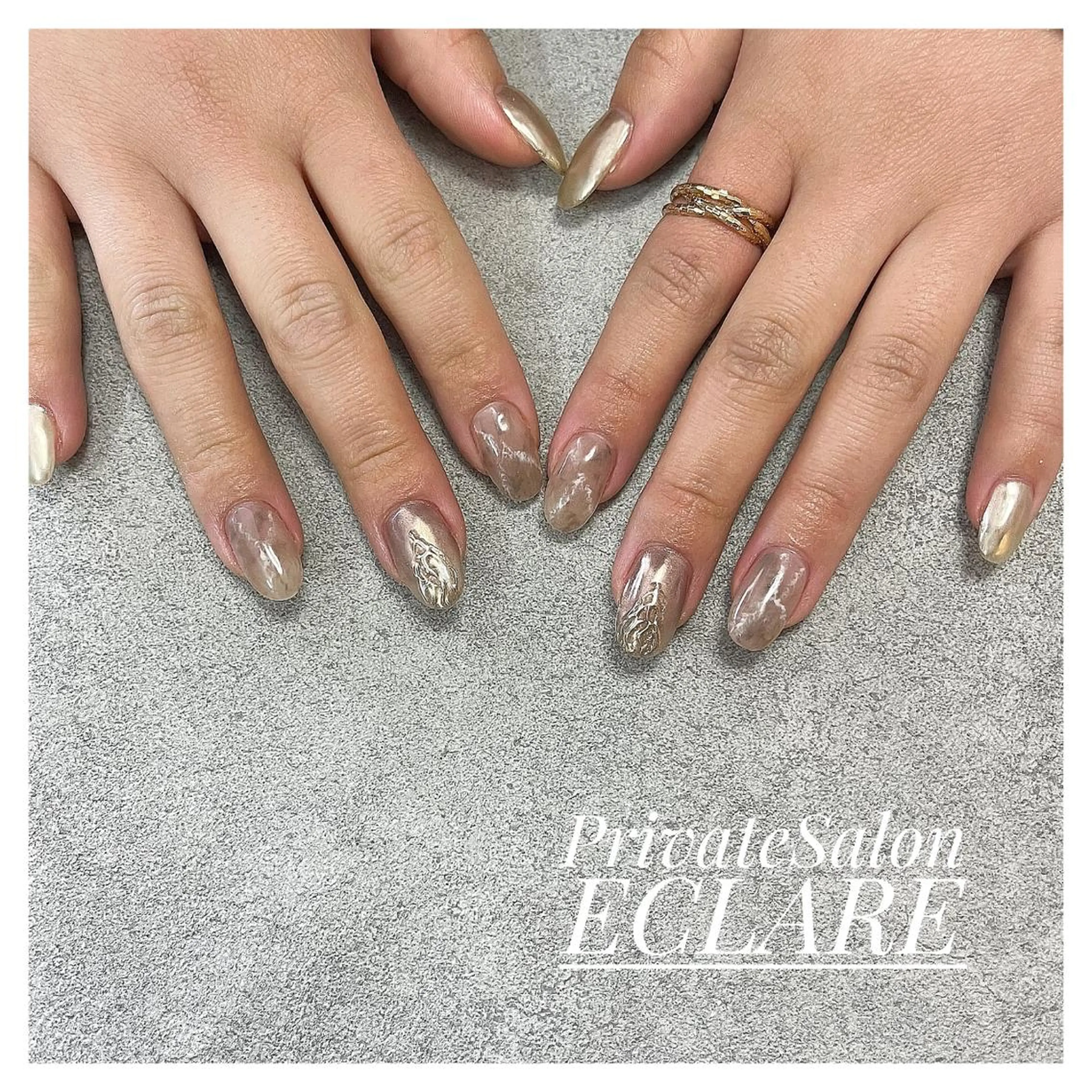 ネイル アートネイル ブラウン フットネイル フレンチネイル ジェルネイル Nail Salon ECLAREのネイルデザイン