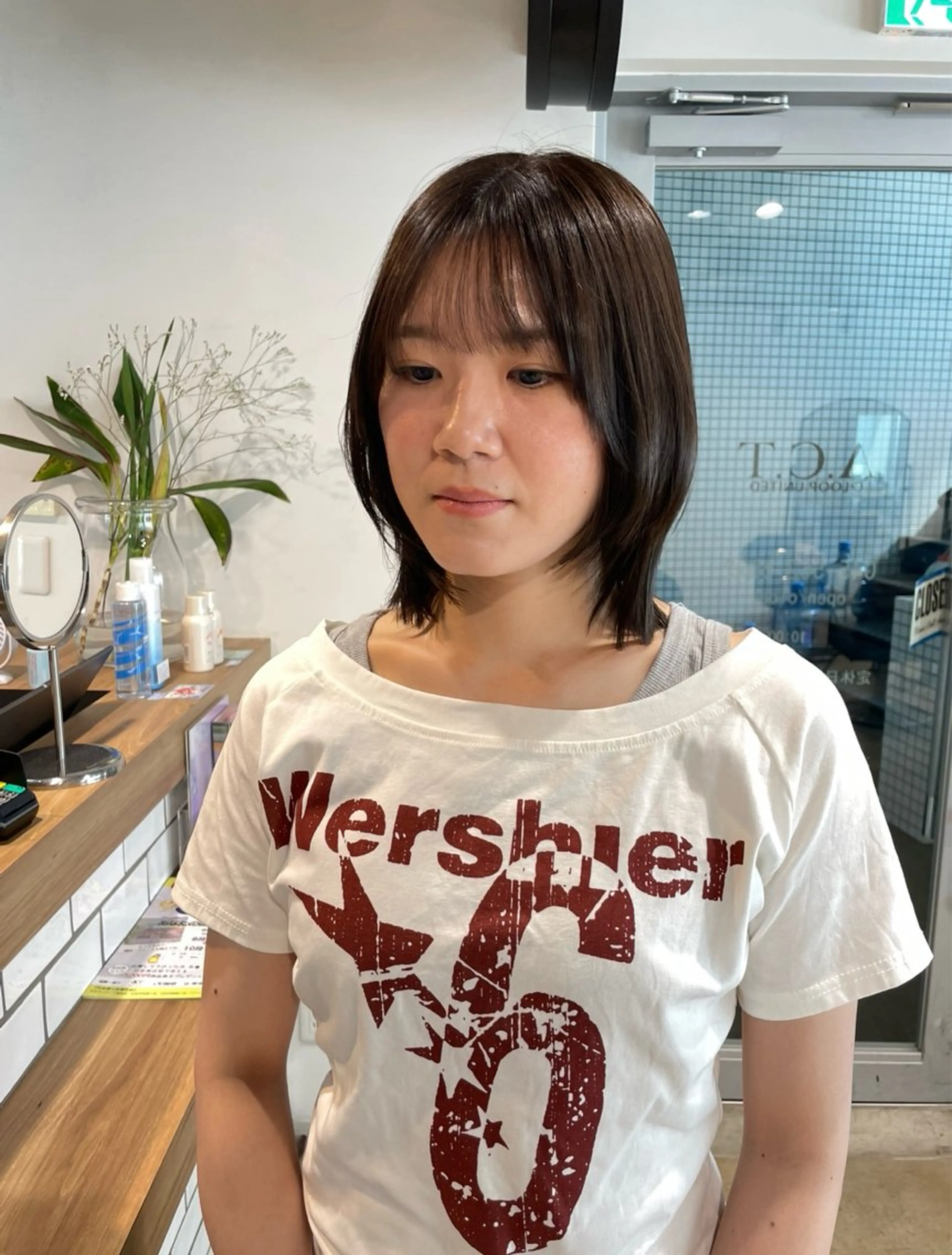 ショート カラー ボブレイヤー 透明感カラー グレージュ ボブ レイヤーカット カット ヘアカラー トリートメント 透明感カラー🪡✨ レイヤー/ rinaのヘアスタイル