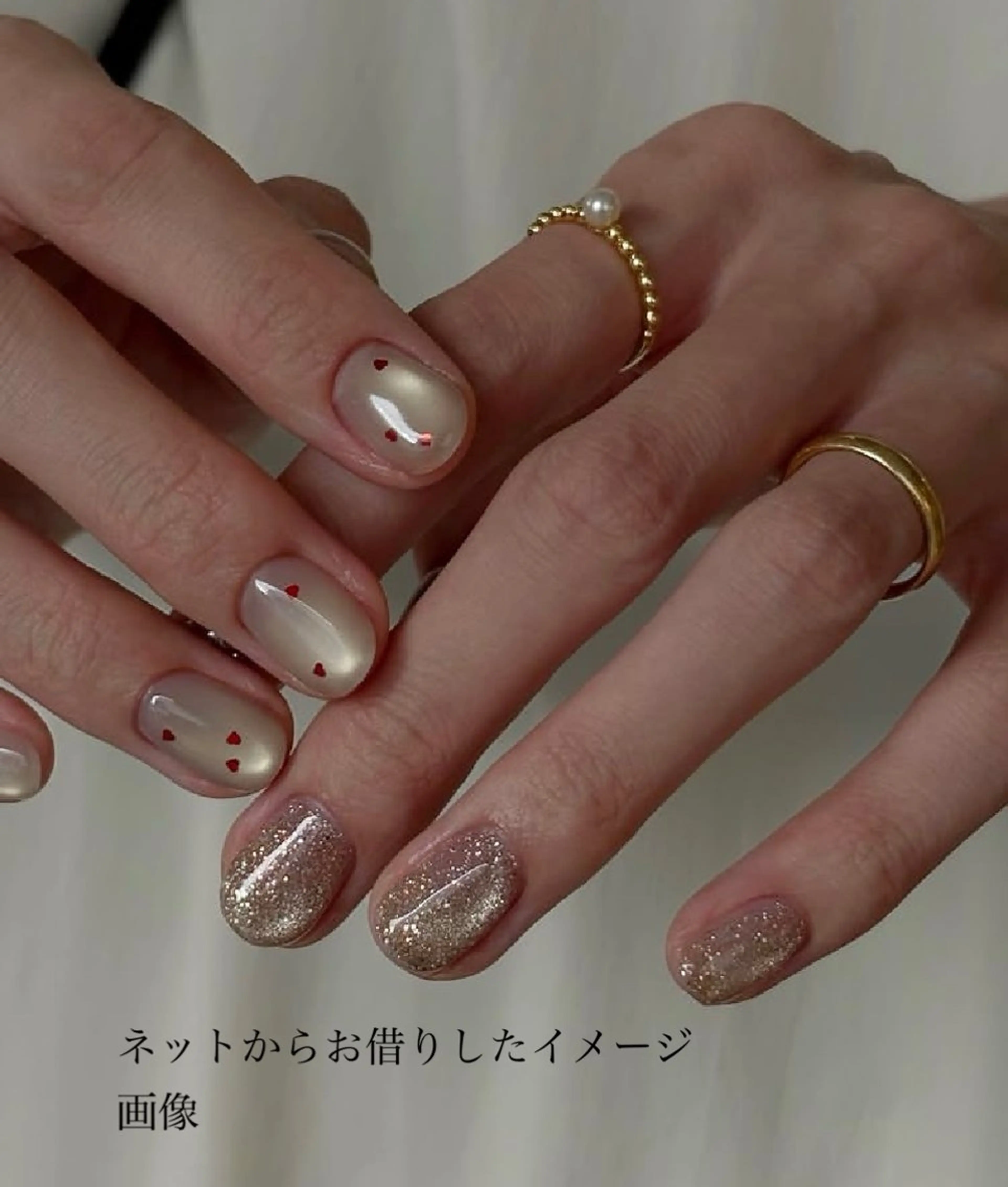 マグハート×ラメ大人ネイル✦︎オフあり・なし現金のみのメニュー。の写真