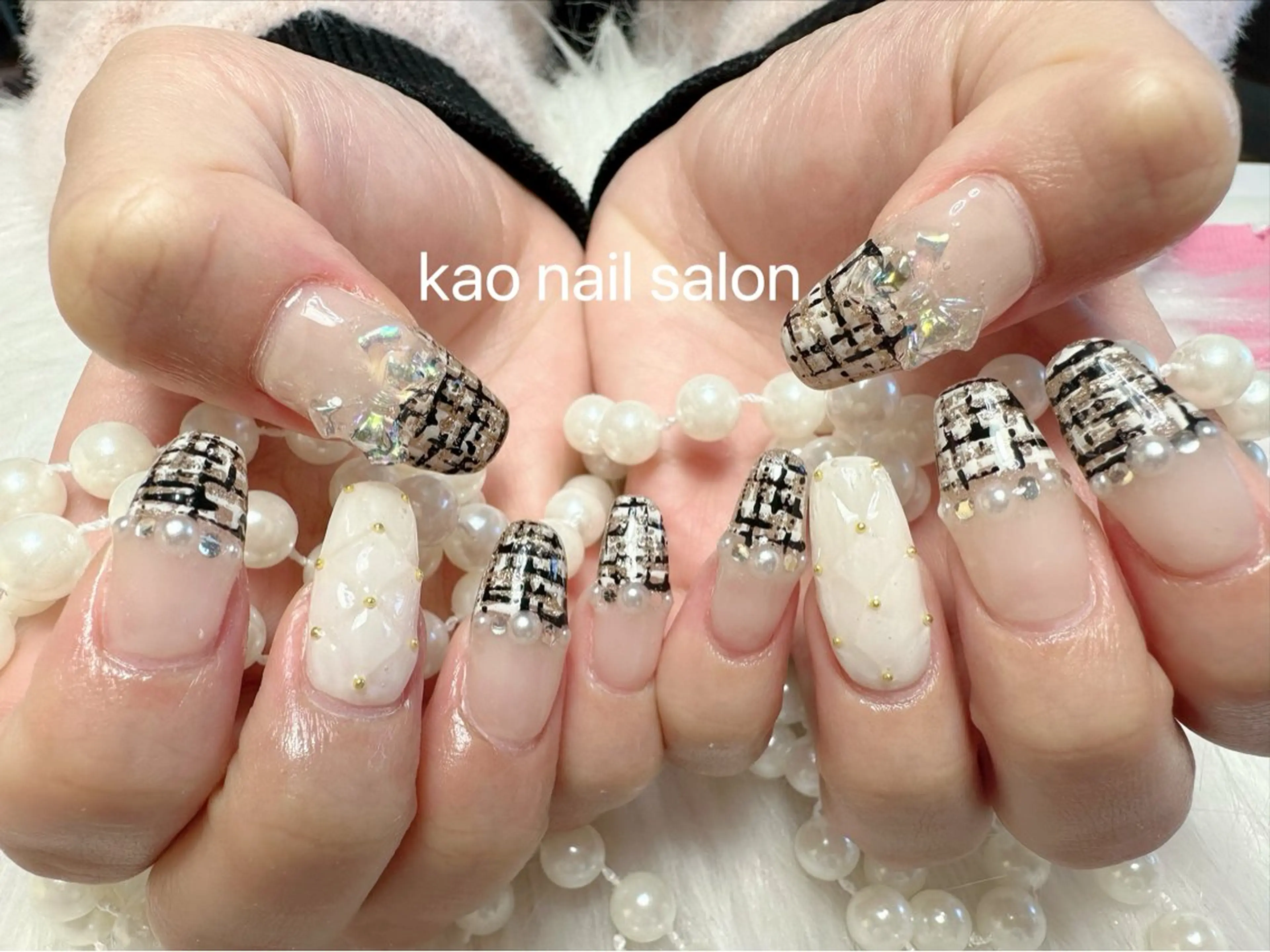 ネイル チークネイル 長さ出し フレンチネイル ジェルネイル ガラスフレンチ ハンドネイル kao nail マグネット/長さだしのネイルデザイン