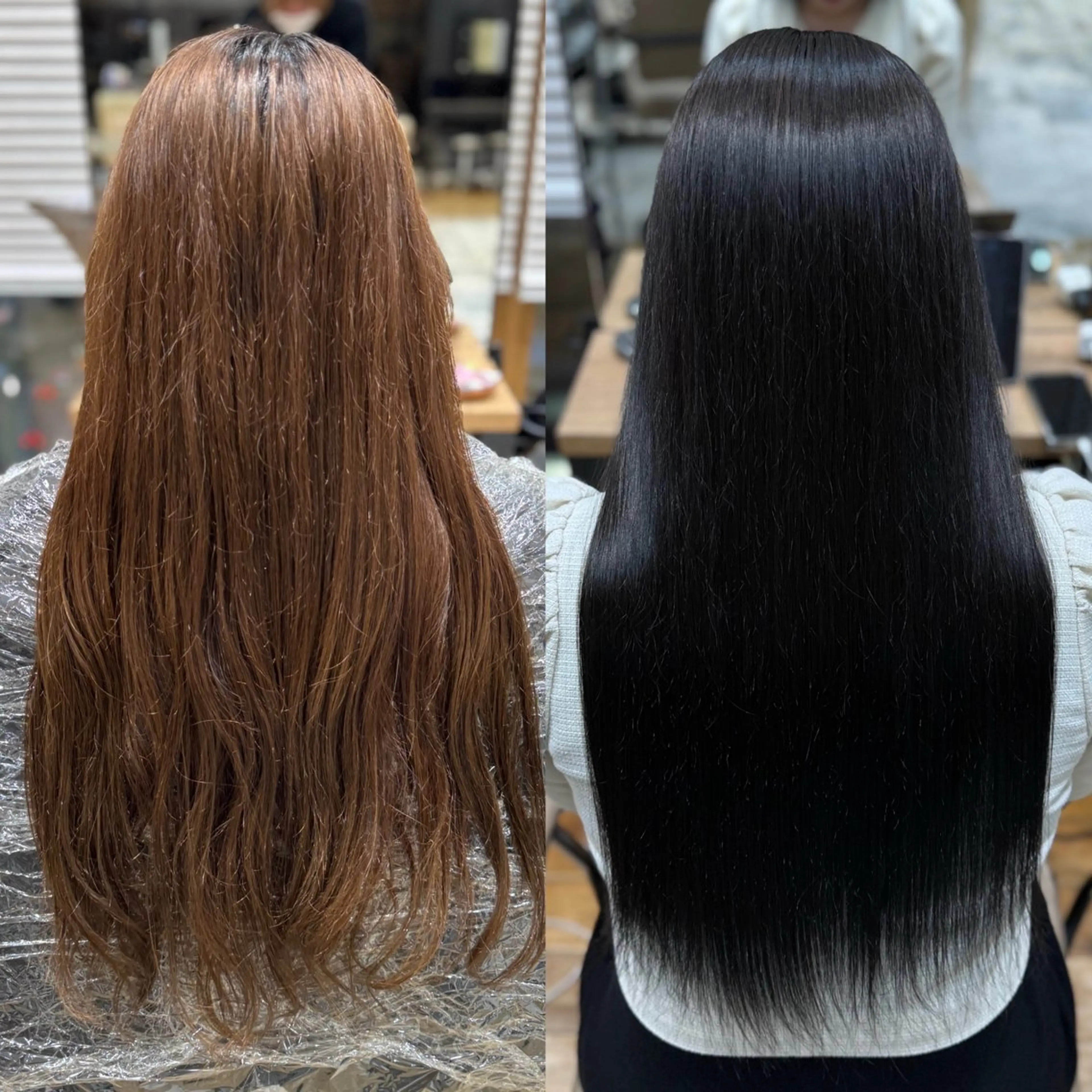ロング カラー ベージュカラー 黒髪 ブリーチ ブラウンカラー ショコラベージュ ヘアカラー トリートメント 新宿透明感カラー 髪質改善/吉川怜奈のヘアスタイル