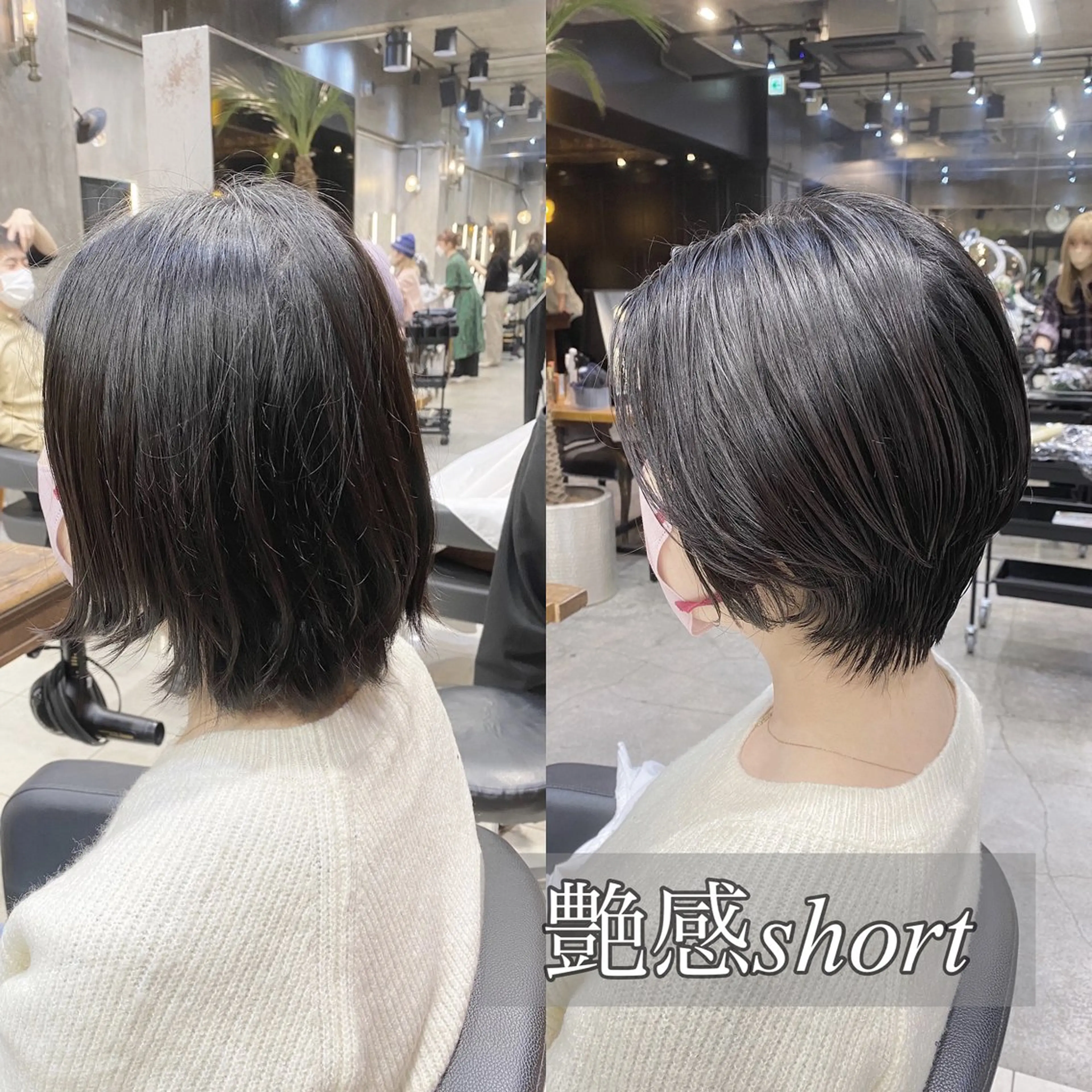 ショート カラー 黒髪 ブルーカラー ブルーブラック ショートヘア カット ヘアカラー トリートメント 透明感カラー🌿 グレージュ🐺陽介のヘアスタイル