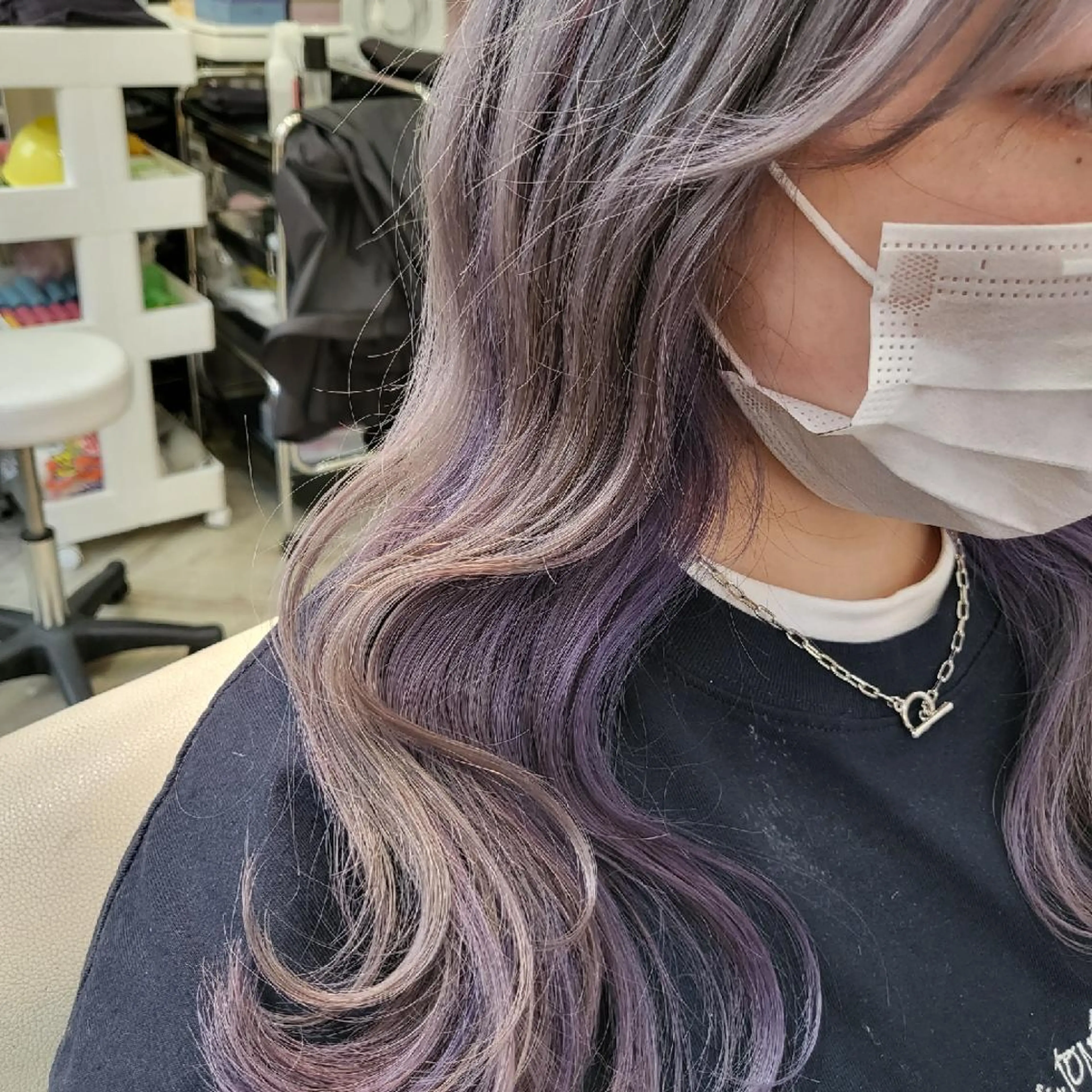 セミロング ヘアアレンジ カラー ラベンダーカラー シルバー ヘアカラー トリートメント ナカシマ  アユミのヘアスタイル