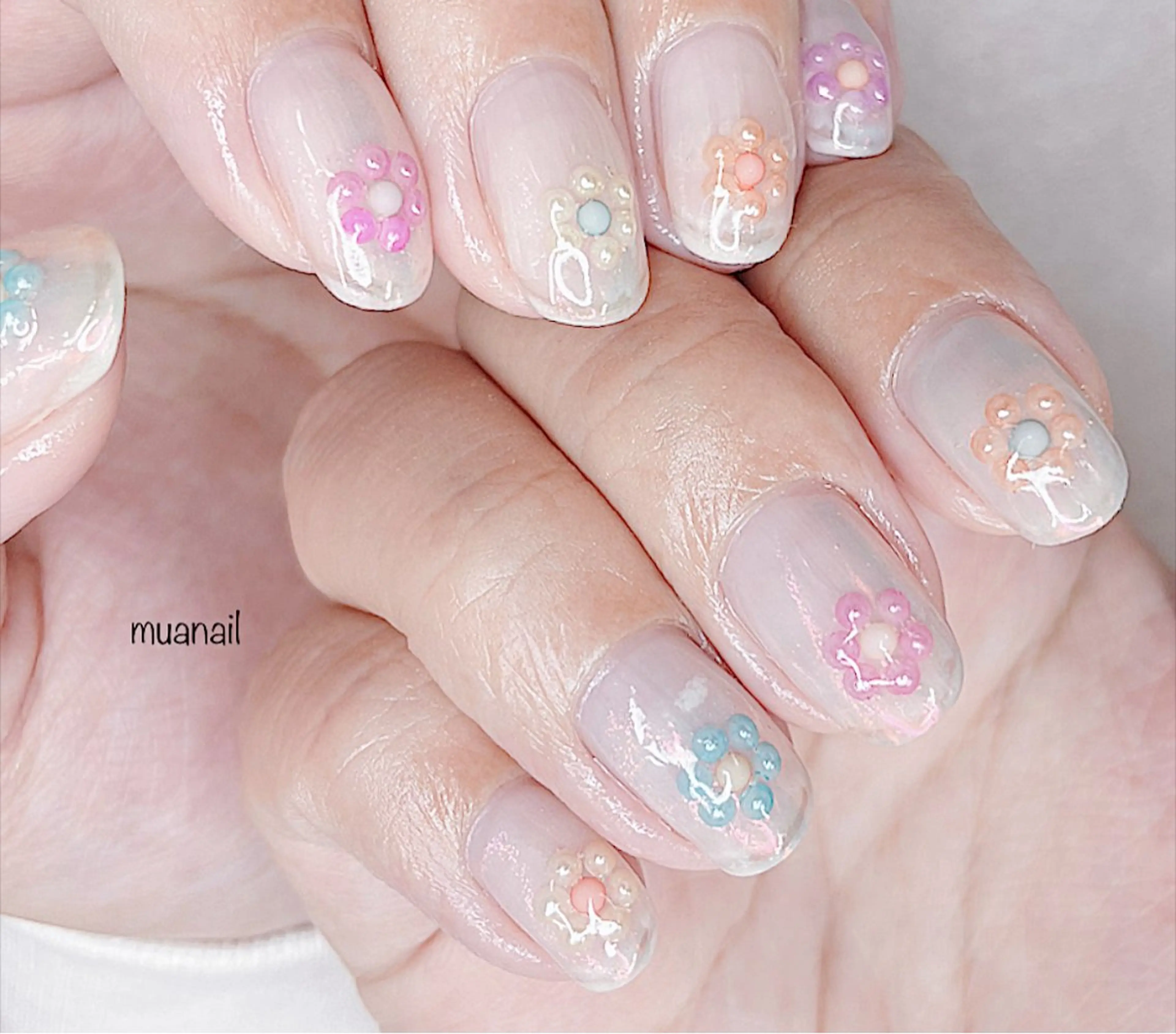 ネイル ブルー 春ネイル ハンドネイル mua nail mikiのネイルデザイン
