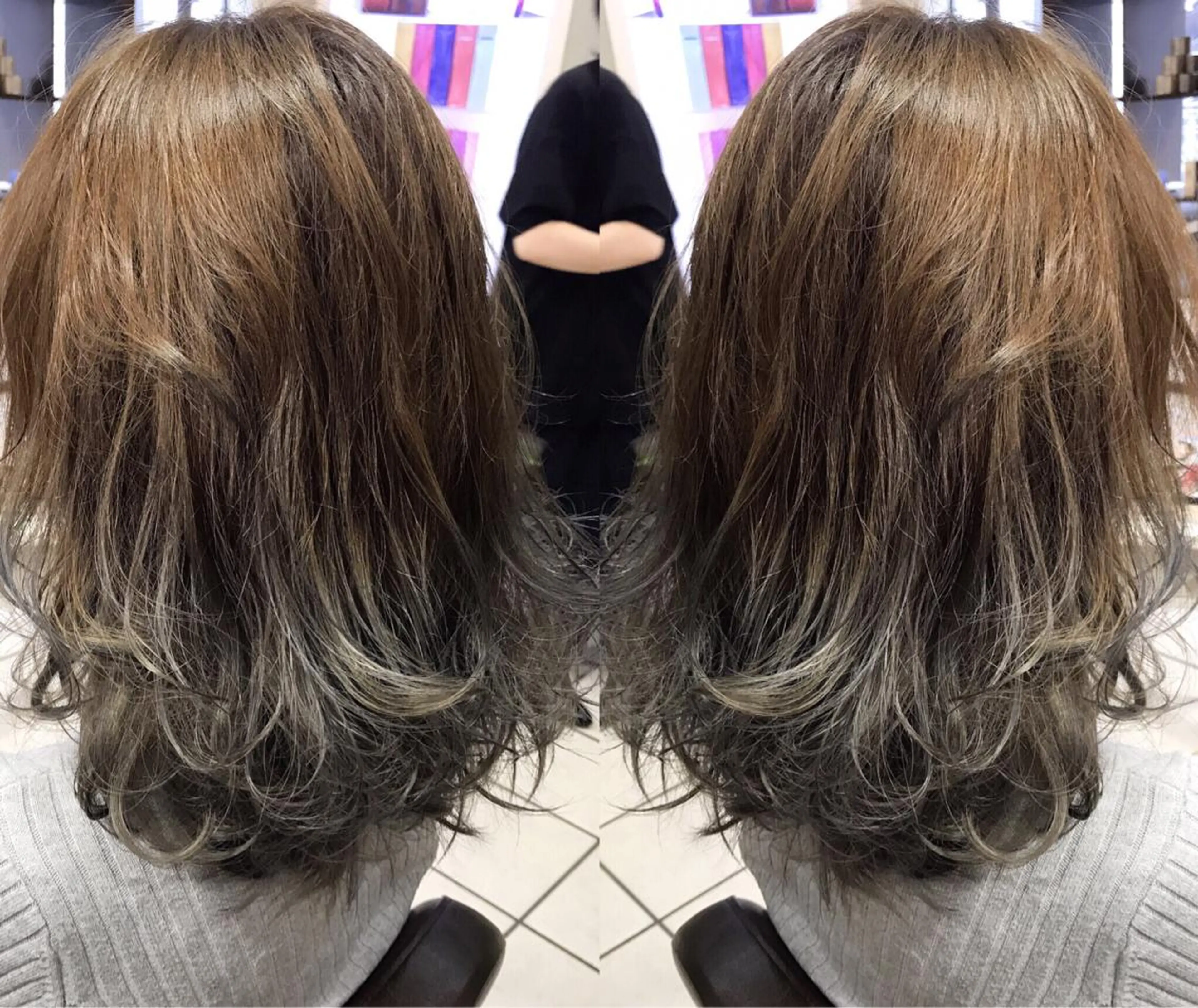 セミロング カラー シールエクステ⭐️ オオミタクヤのヘアスタイル