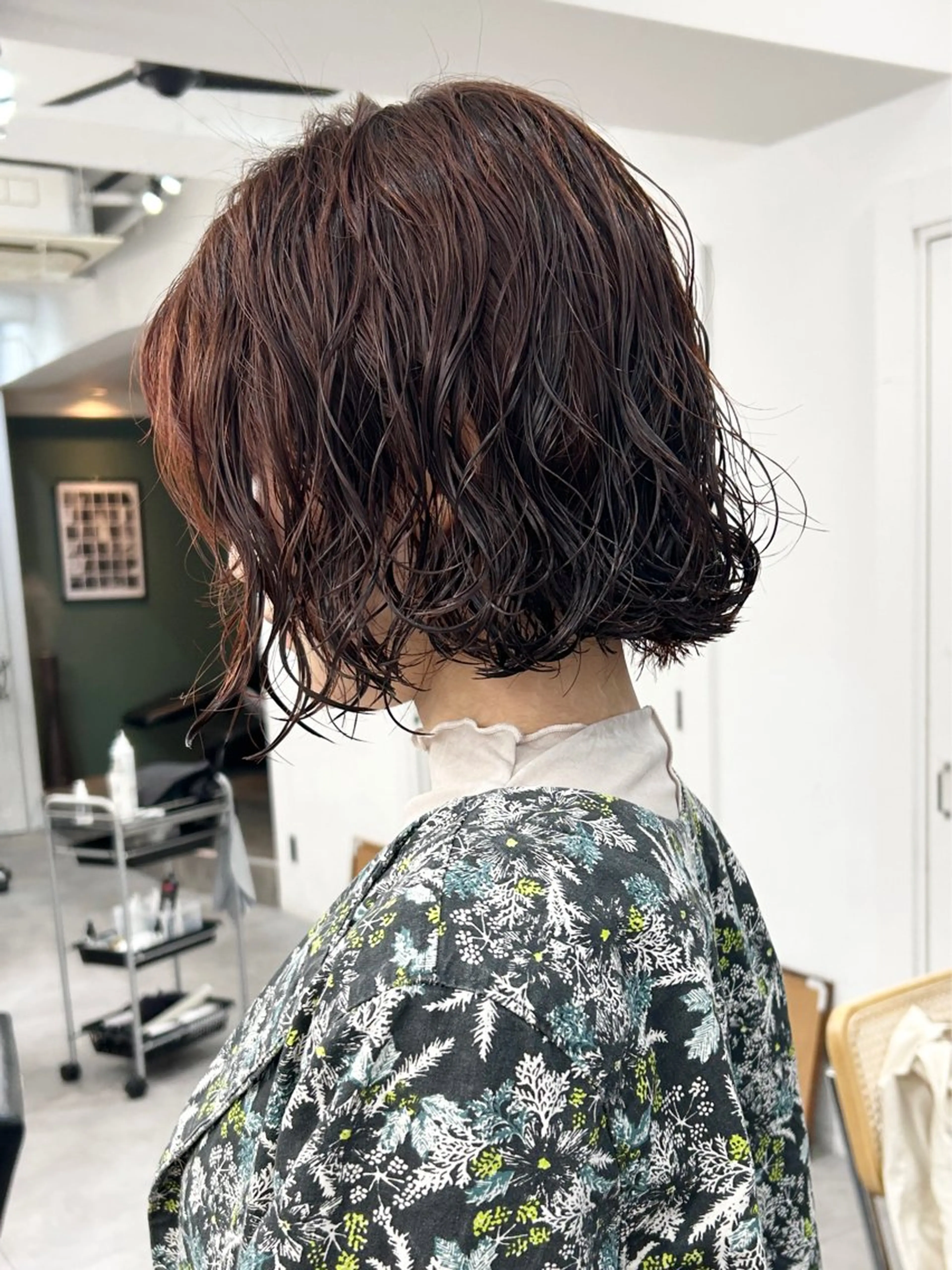 ミディアム パーマ カット ヘアカラー ボブ/透明感カラー /サナ🌼のヘアスタイル