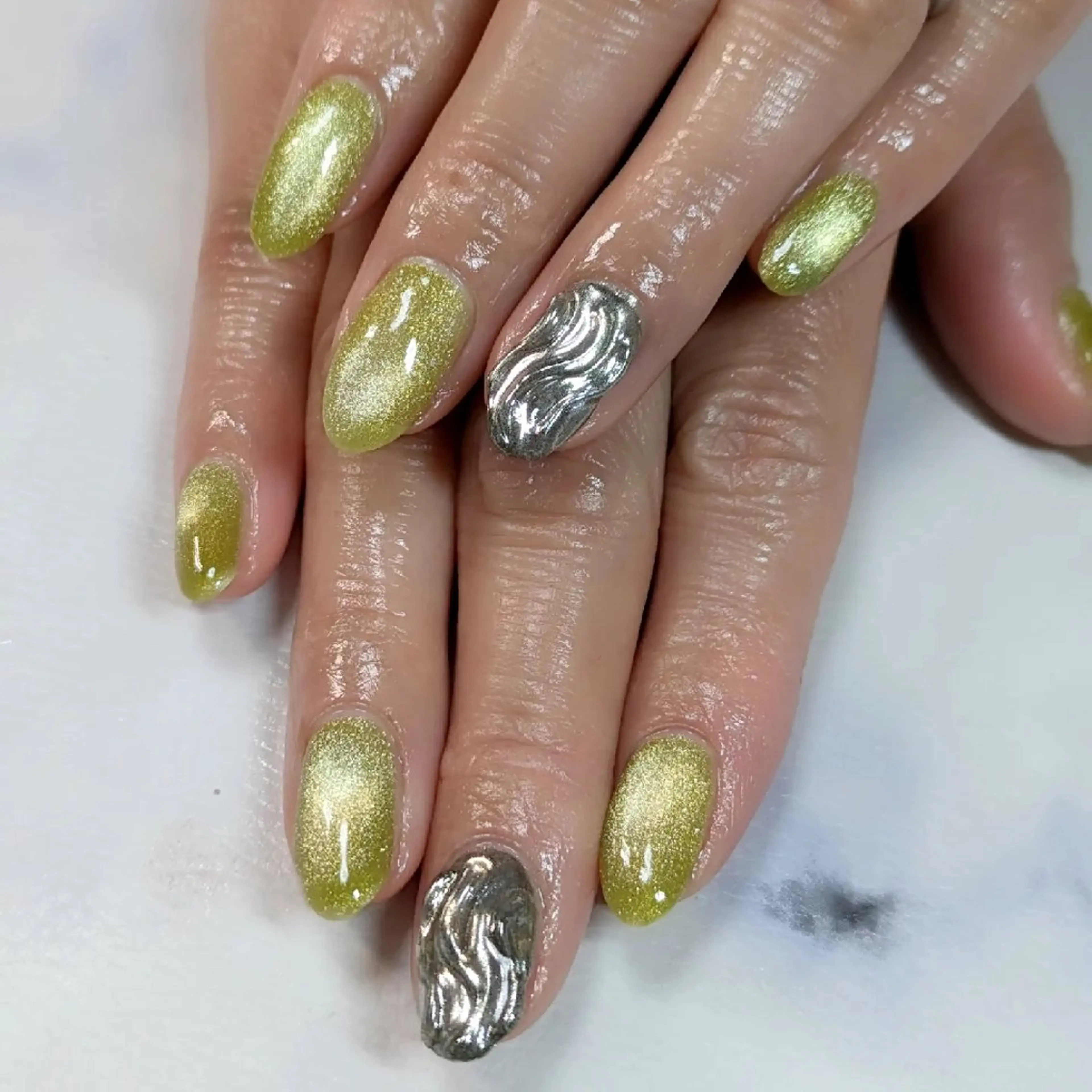 ネイル マグネットネイル 春ネイル m&pPrivate nailsalonのネイルデザイン