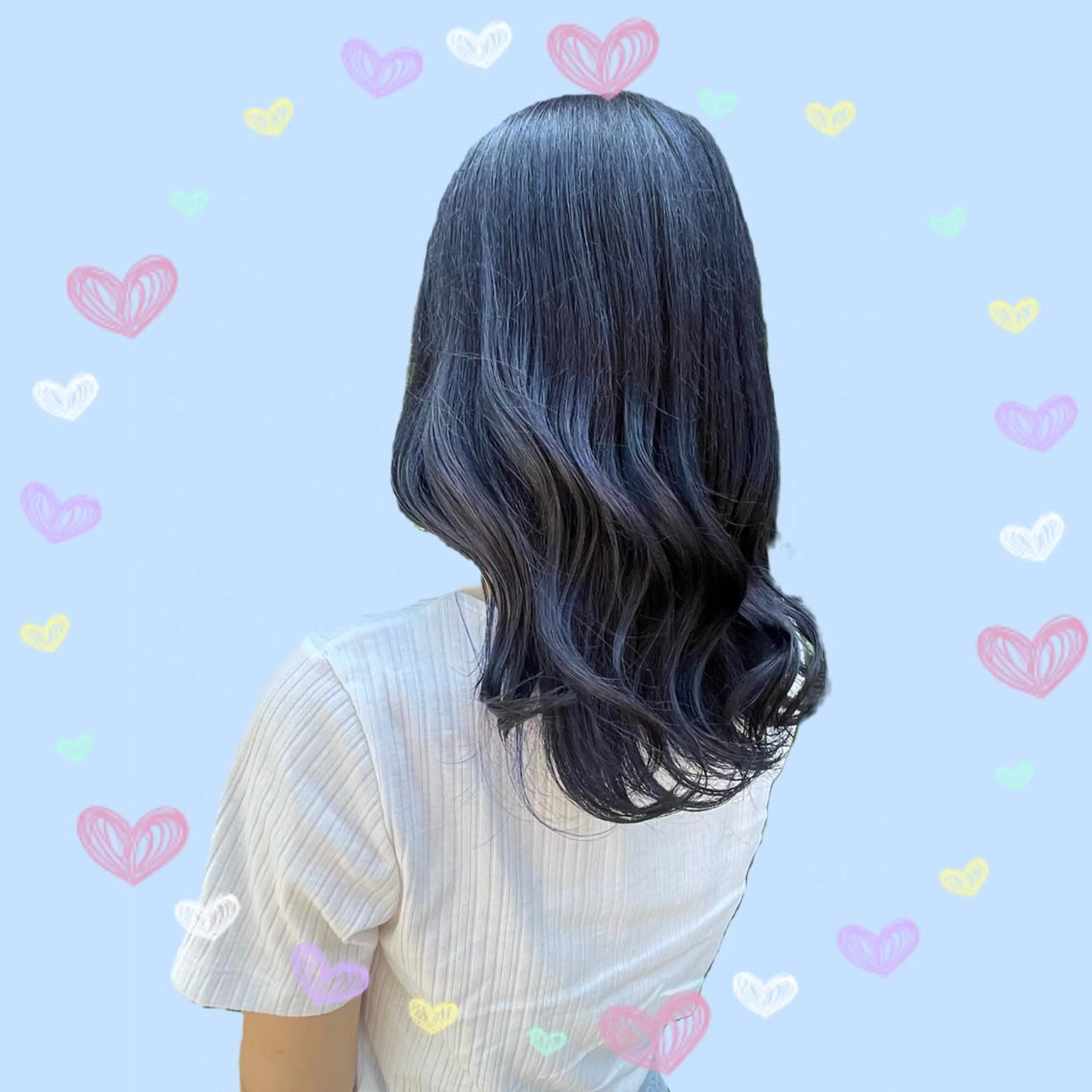 ロング カラー ヘアアレンジ ブルーカラー ネイビーカラー ヘアカラー 🦄ブリーチ💜エク ステ💜MIU🦄のヘアスタイル
