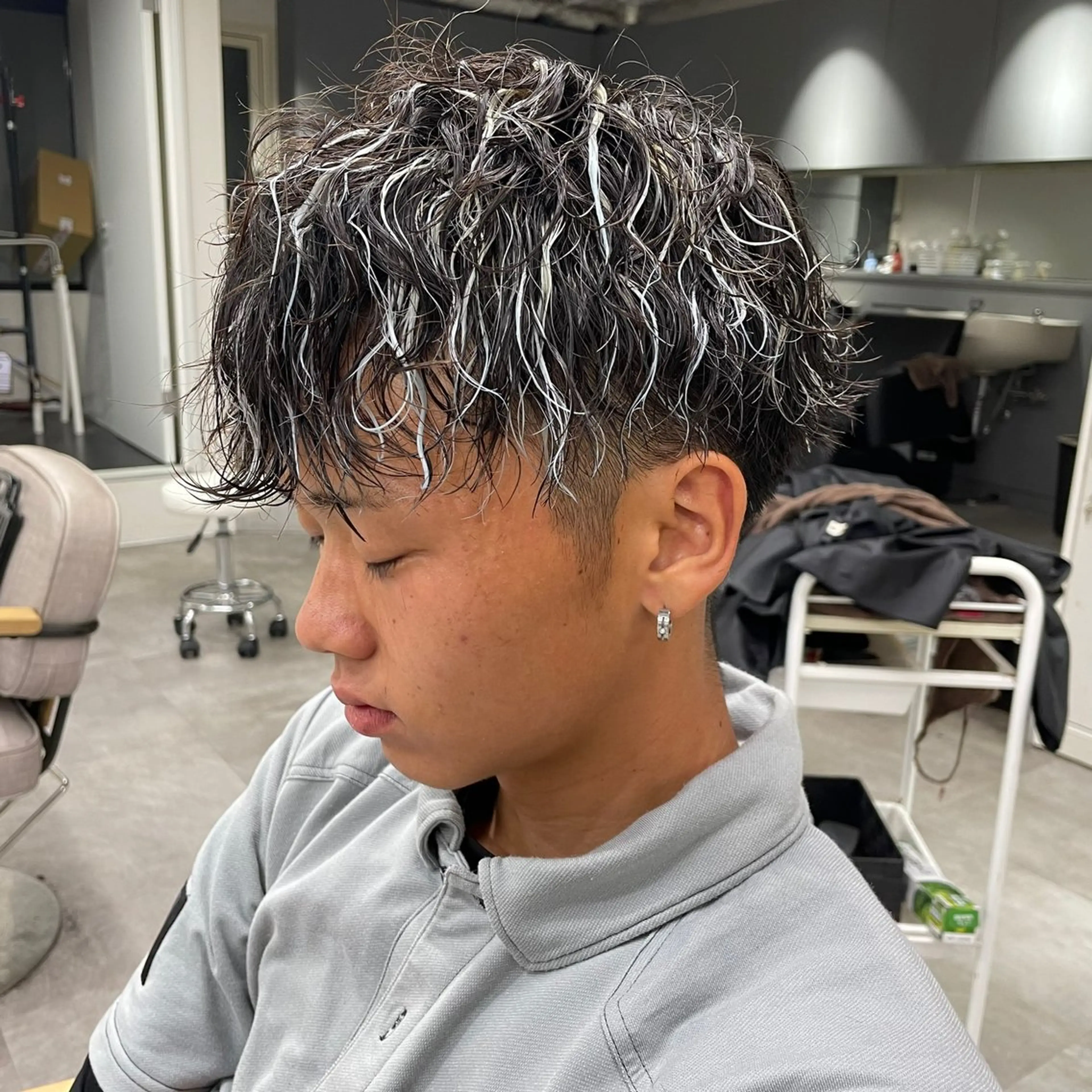 ショート パーマ ハイライト blanc hair eyelash所属・髪質改善 blanchairのヘアスタイル