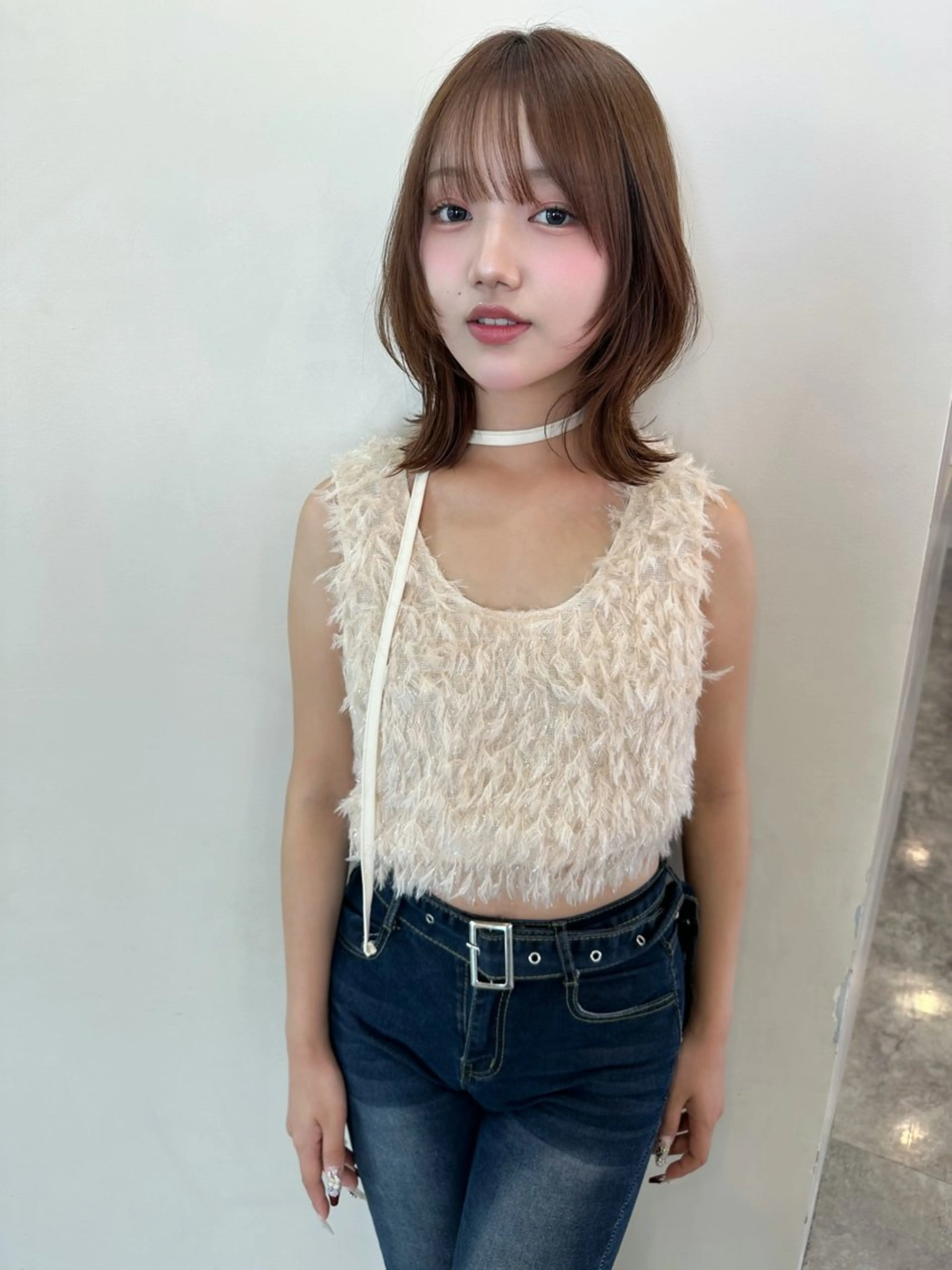 ミディアム ボブ くびれヘア 顔まわりレイヤー レイヤーカット 鎌倉 彩のヘアスタイル