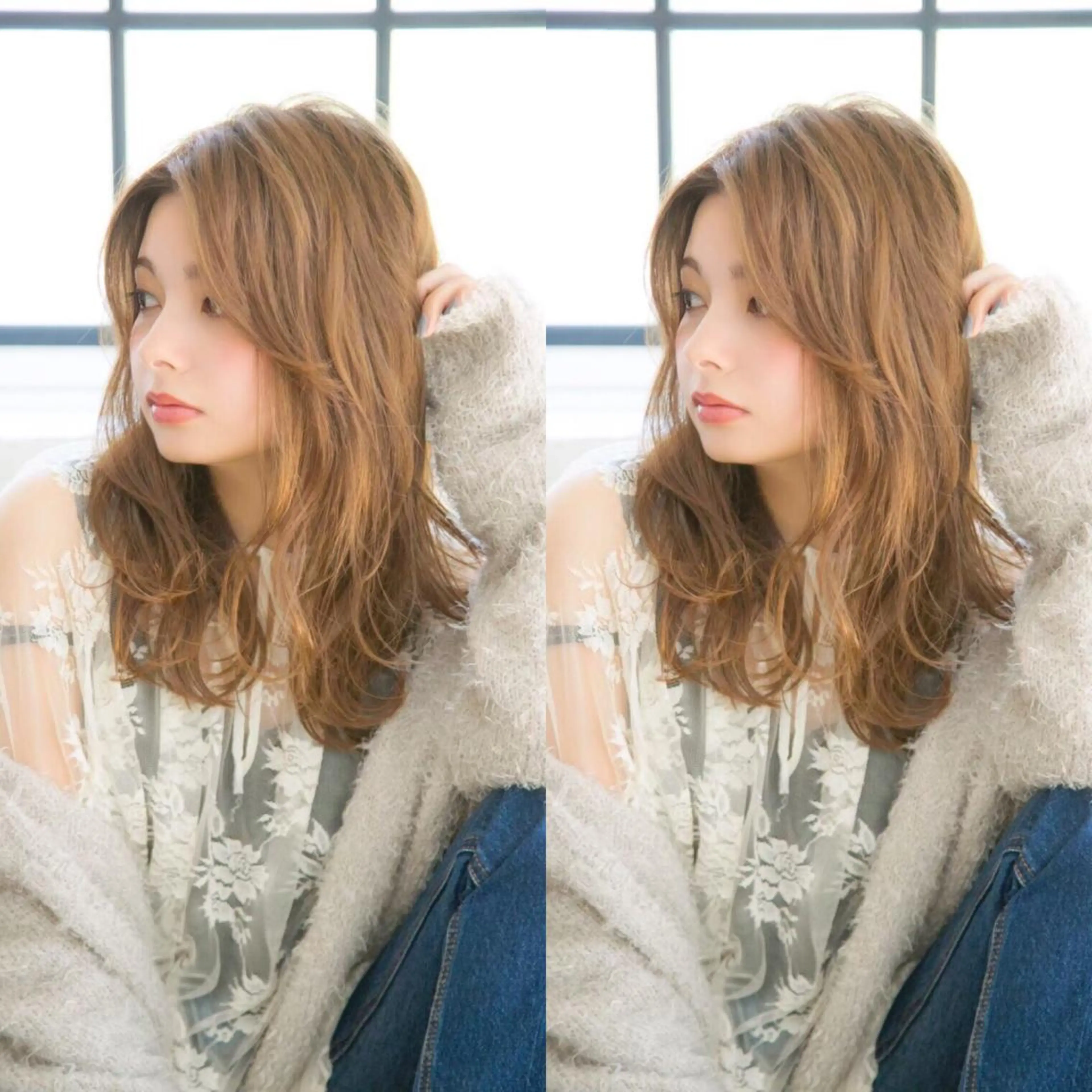 セミロング salowin 原宿 aroa所属・韓国／ハッシュカット ／透明感カラー／金野のヘアスタイル