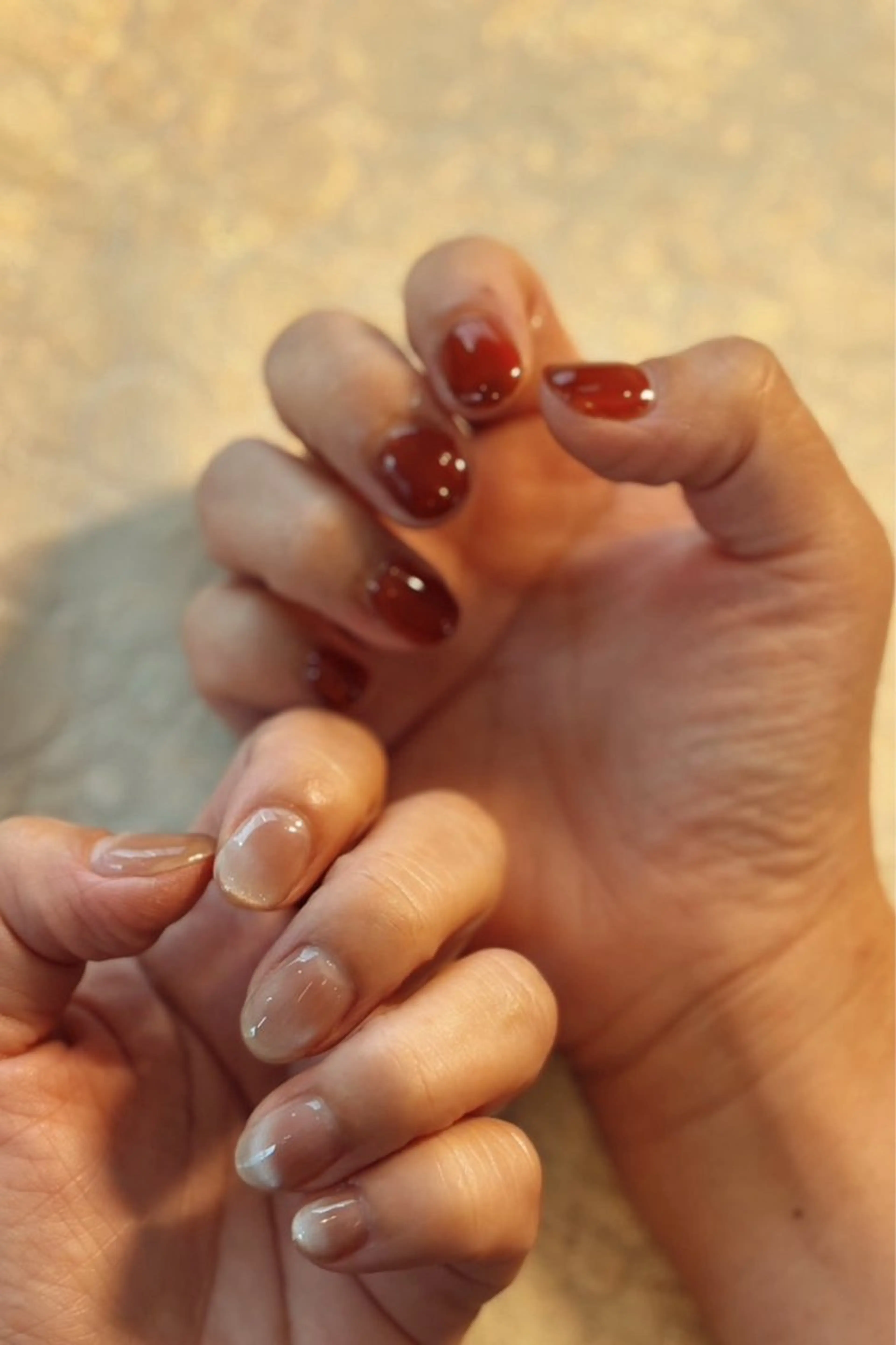 ネイル ブラウン クリアネイル マグネットネイル 古民家サロン 真夢のネイルデザイン