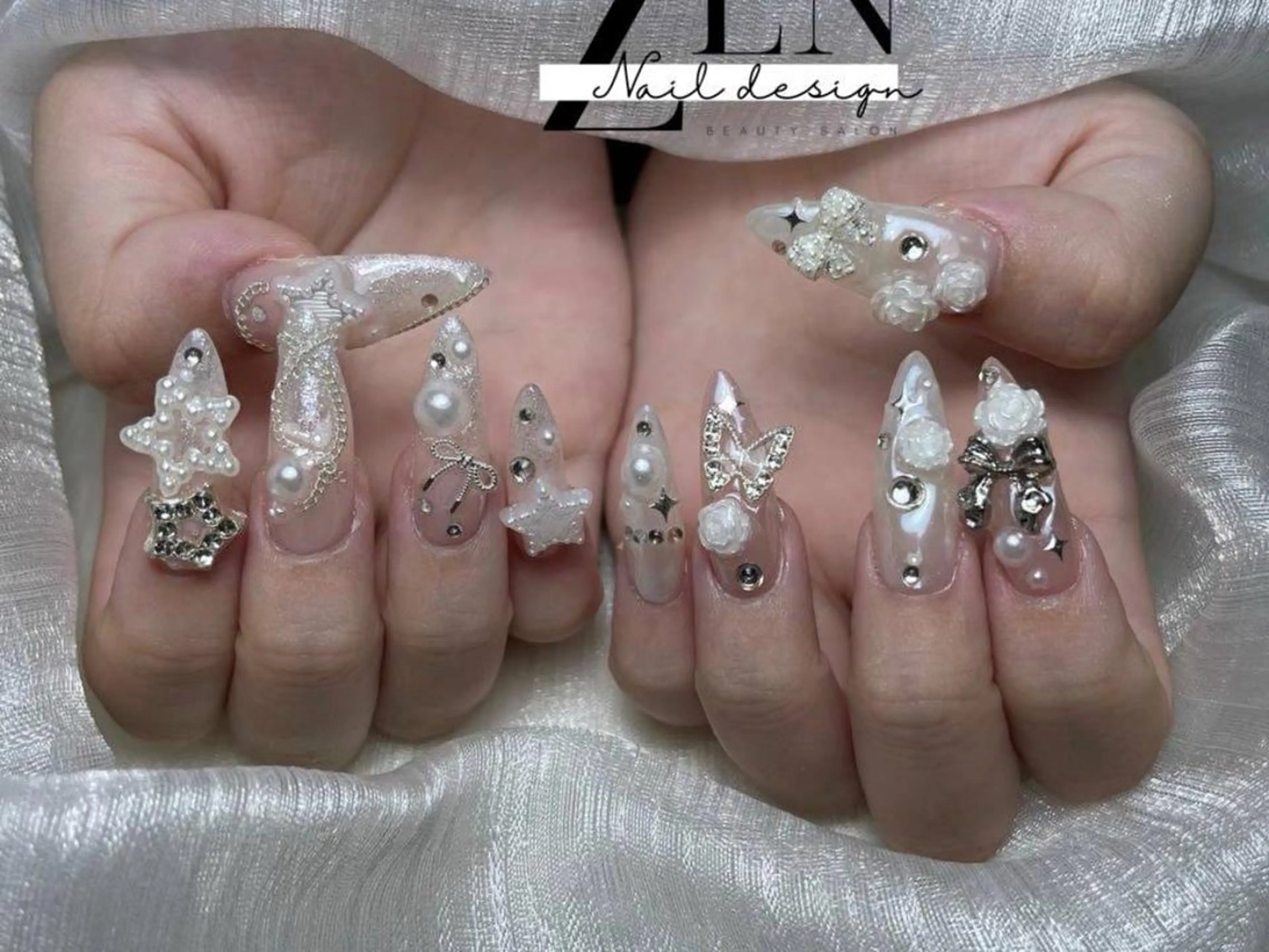 ネイル チークネイル 長さ出し フレンチネイル 韓国ネイル マグネットネイル ハンドネイル Zen Nail Design 池袋のネイルデザイン